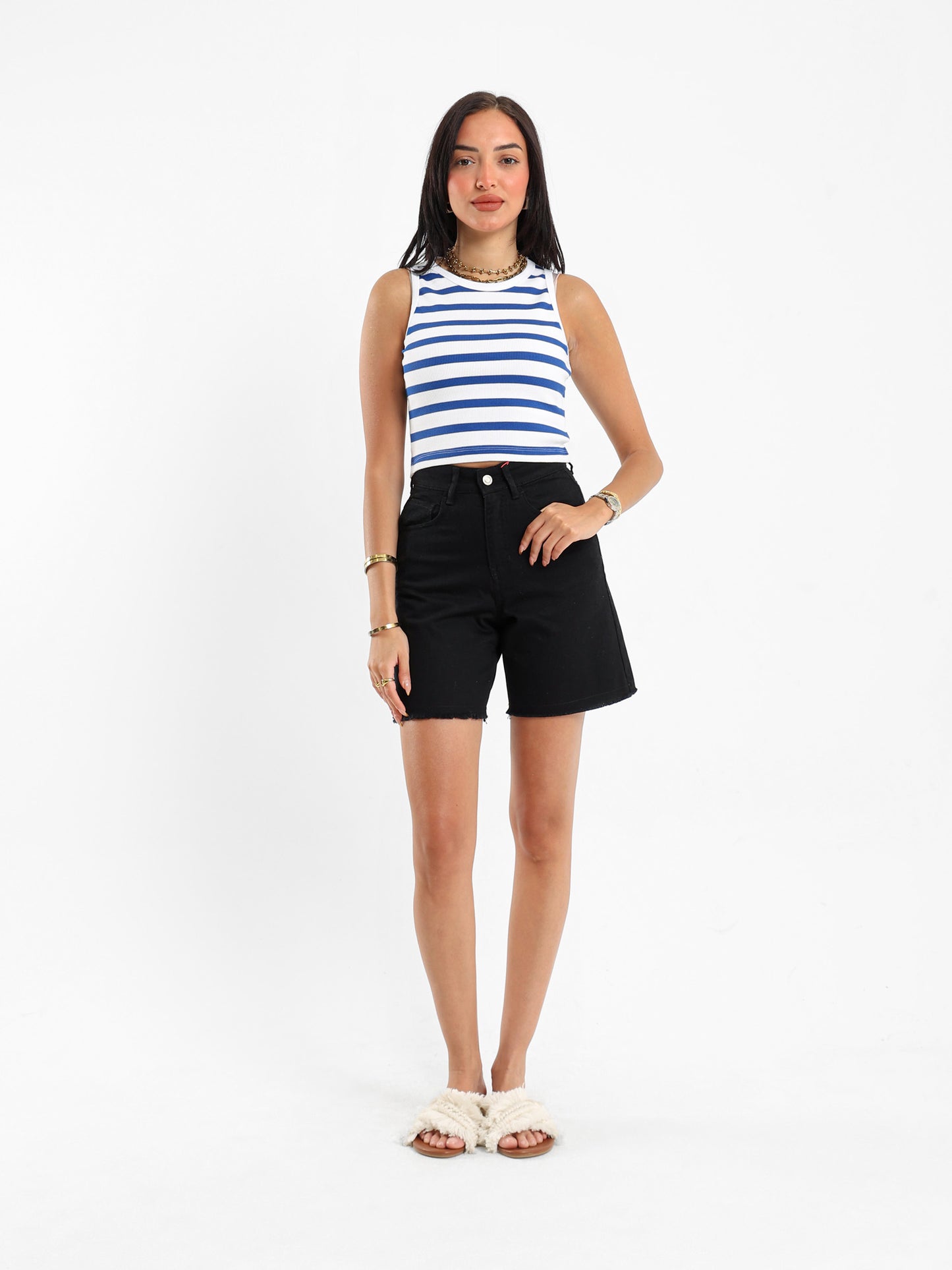 Striped Halter Neck Top