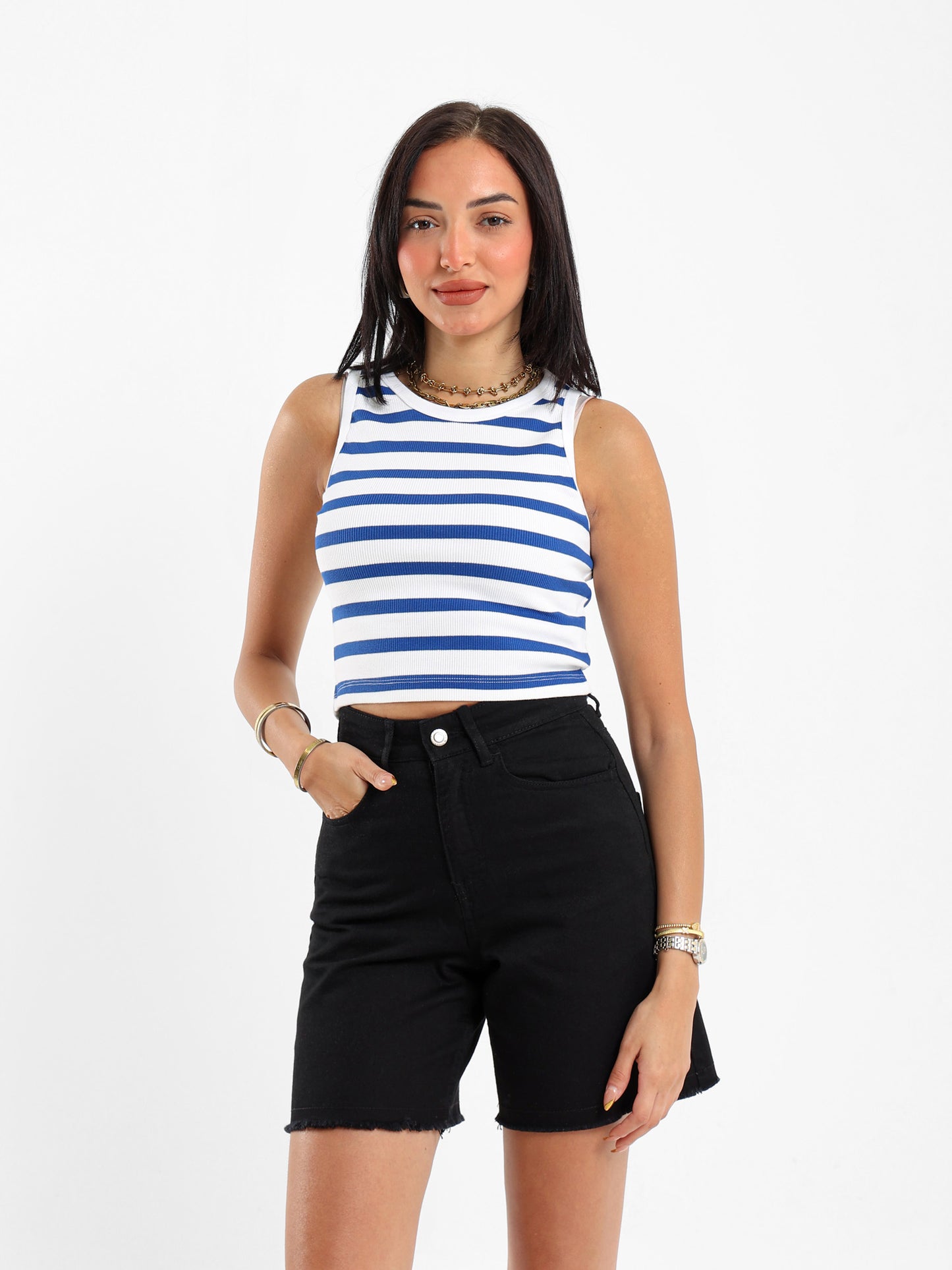 Striped Halter Neck Top