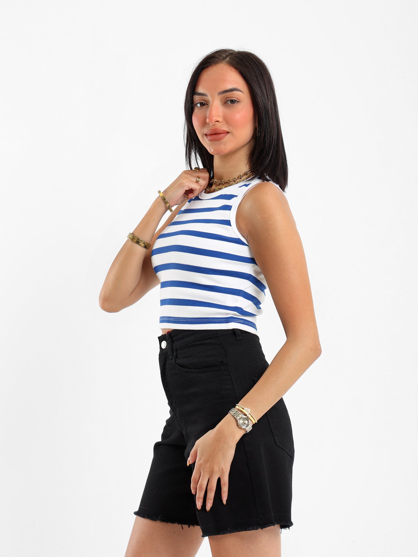 Striped Halter Neck Top