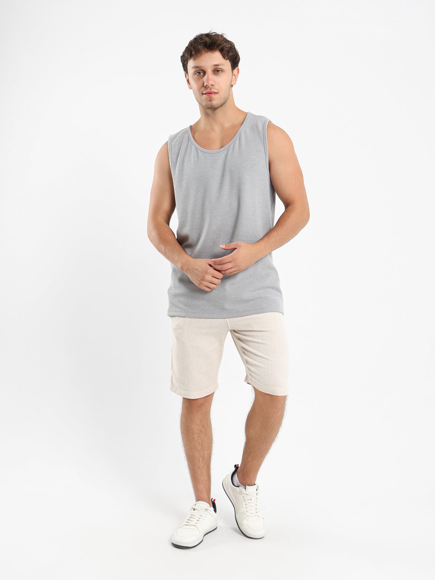 Ribbed Sleeveless T-Shirt