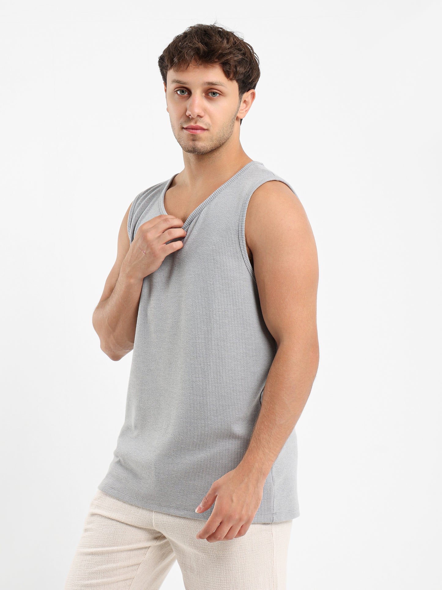 Ribbed Sleeveless T-Shirt