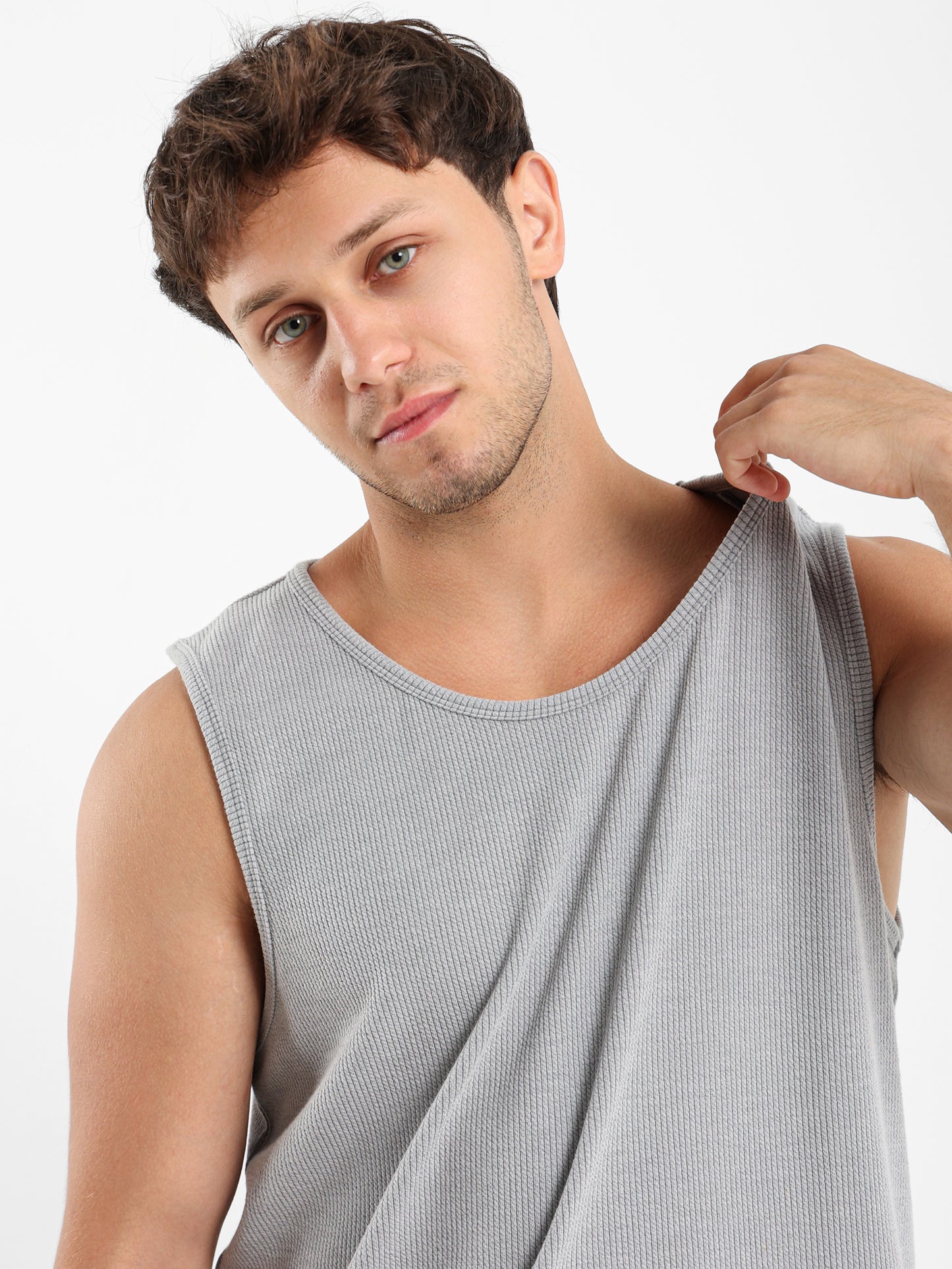 Ribbed Sleeveless T-Shirt