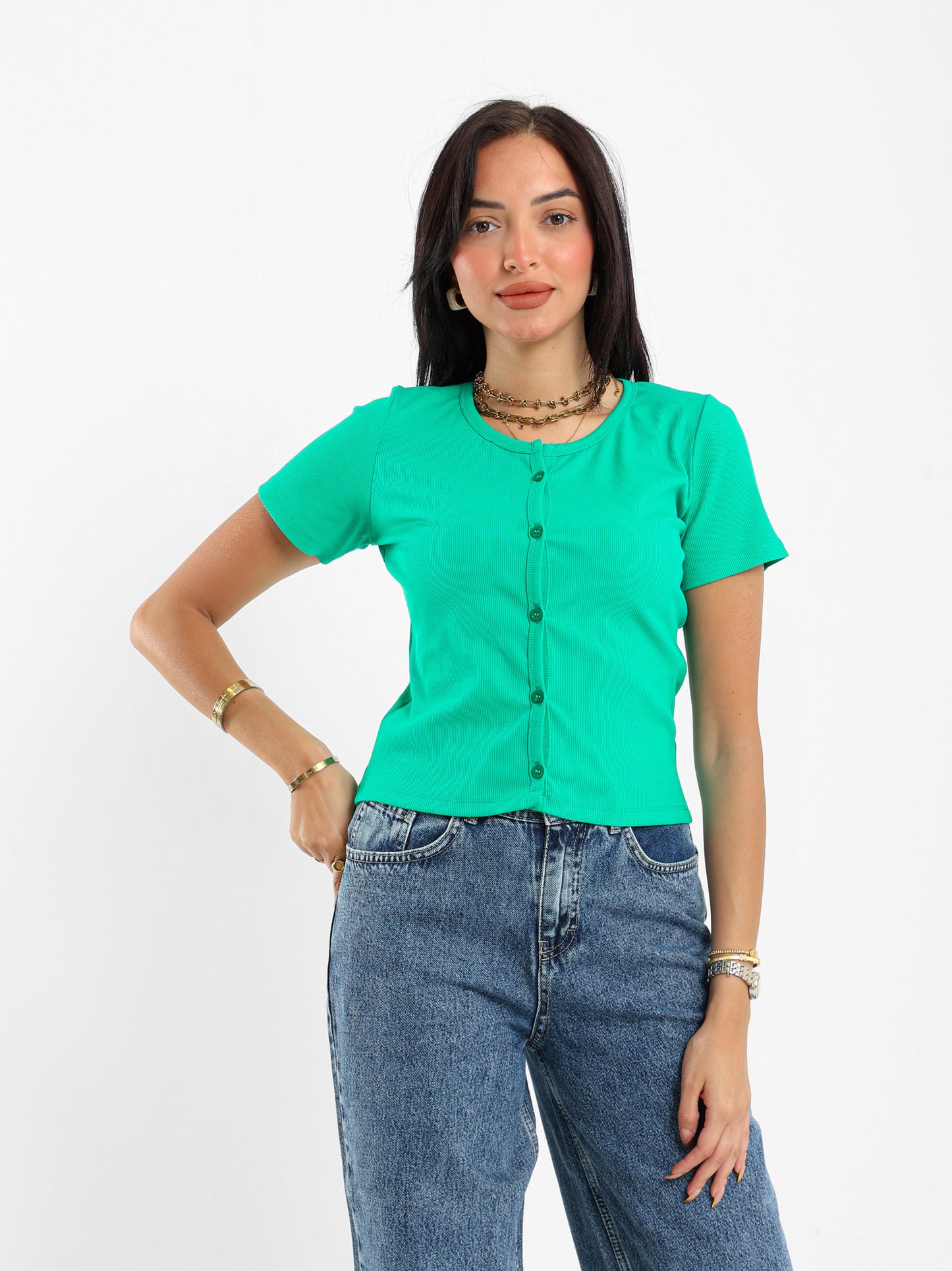 Ribbed Short Sleeve Fitted Cardigan