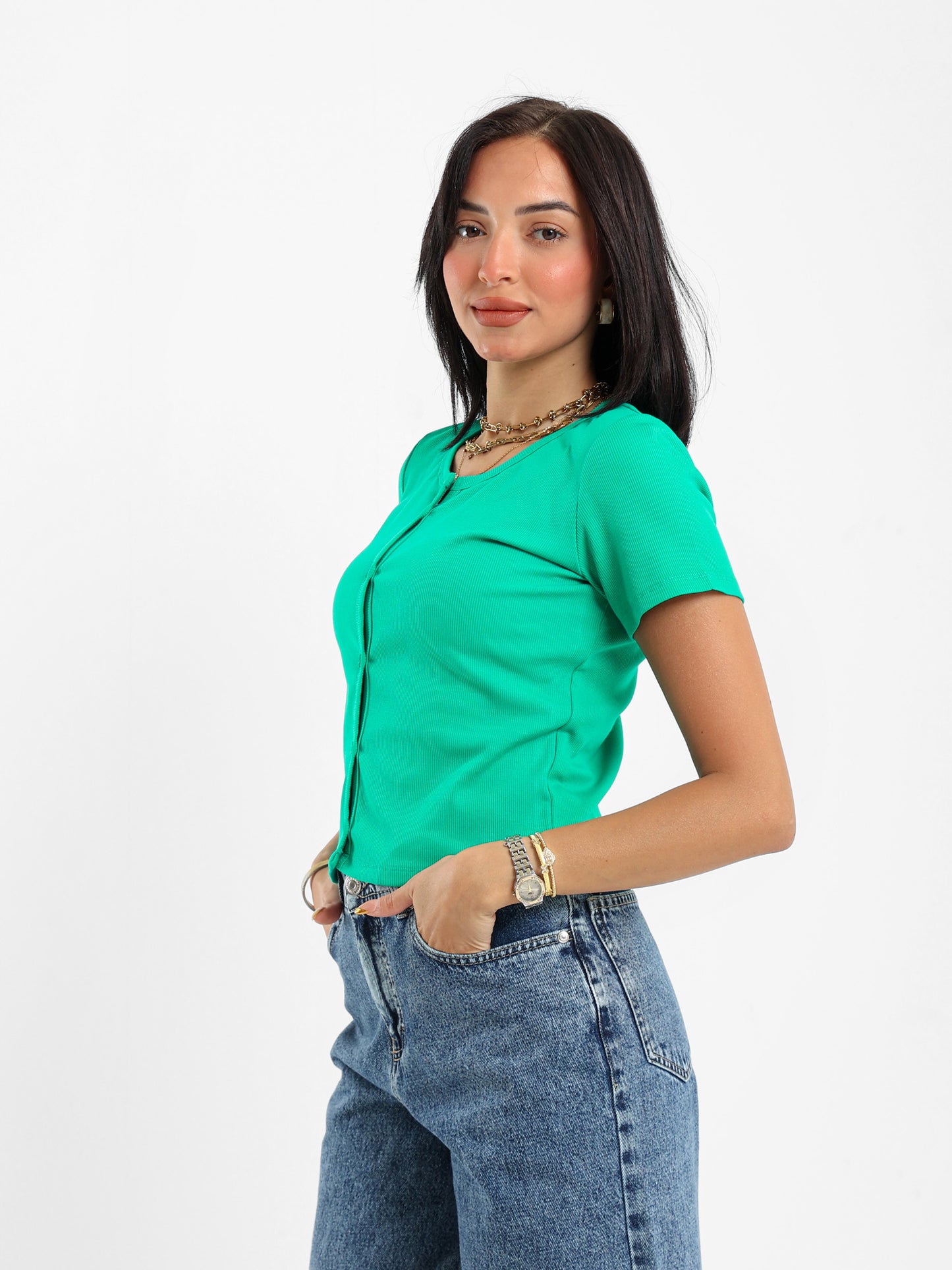 Ribbed Short Sleeve Fitted Cardigan