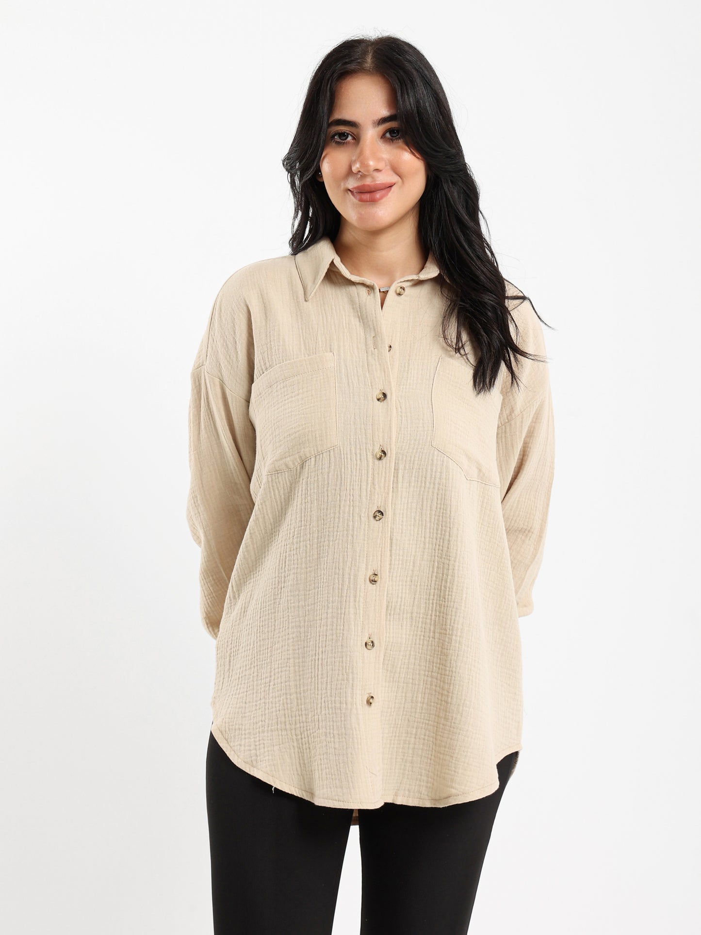 Crinkled Long Sleeve Shirt