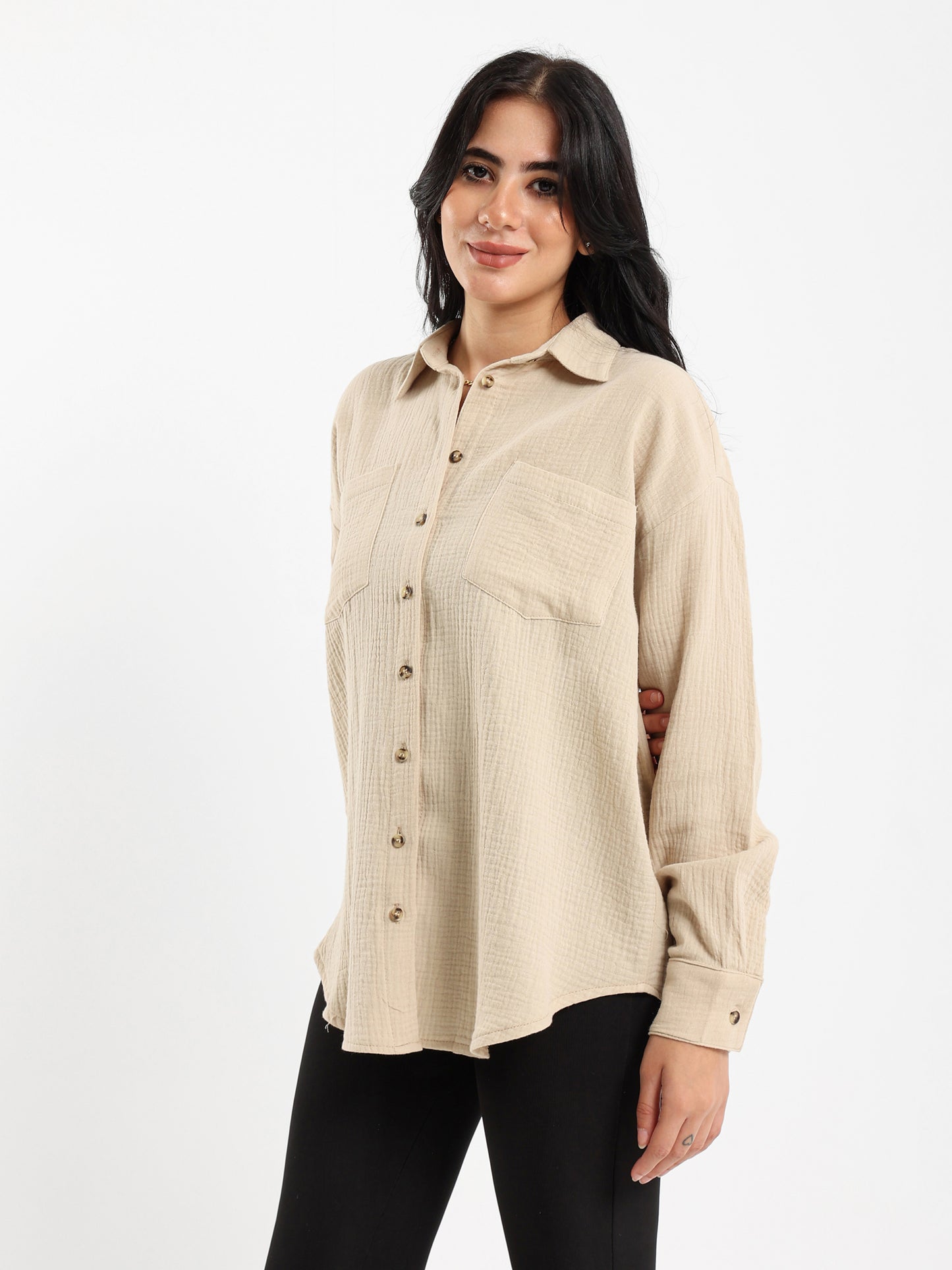 Crinkled Long Sleeve Shirt