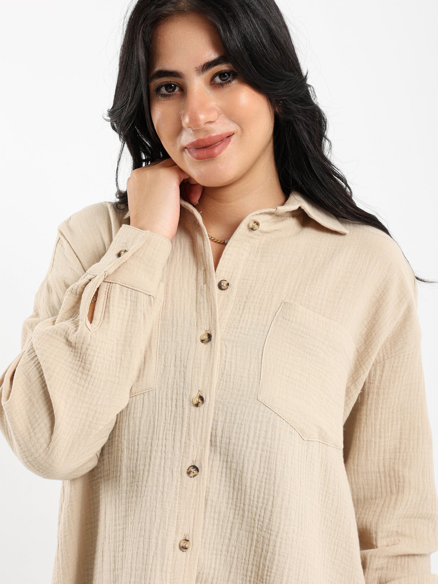 Crinkled Long Sleeve Shirt