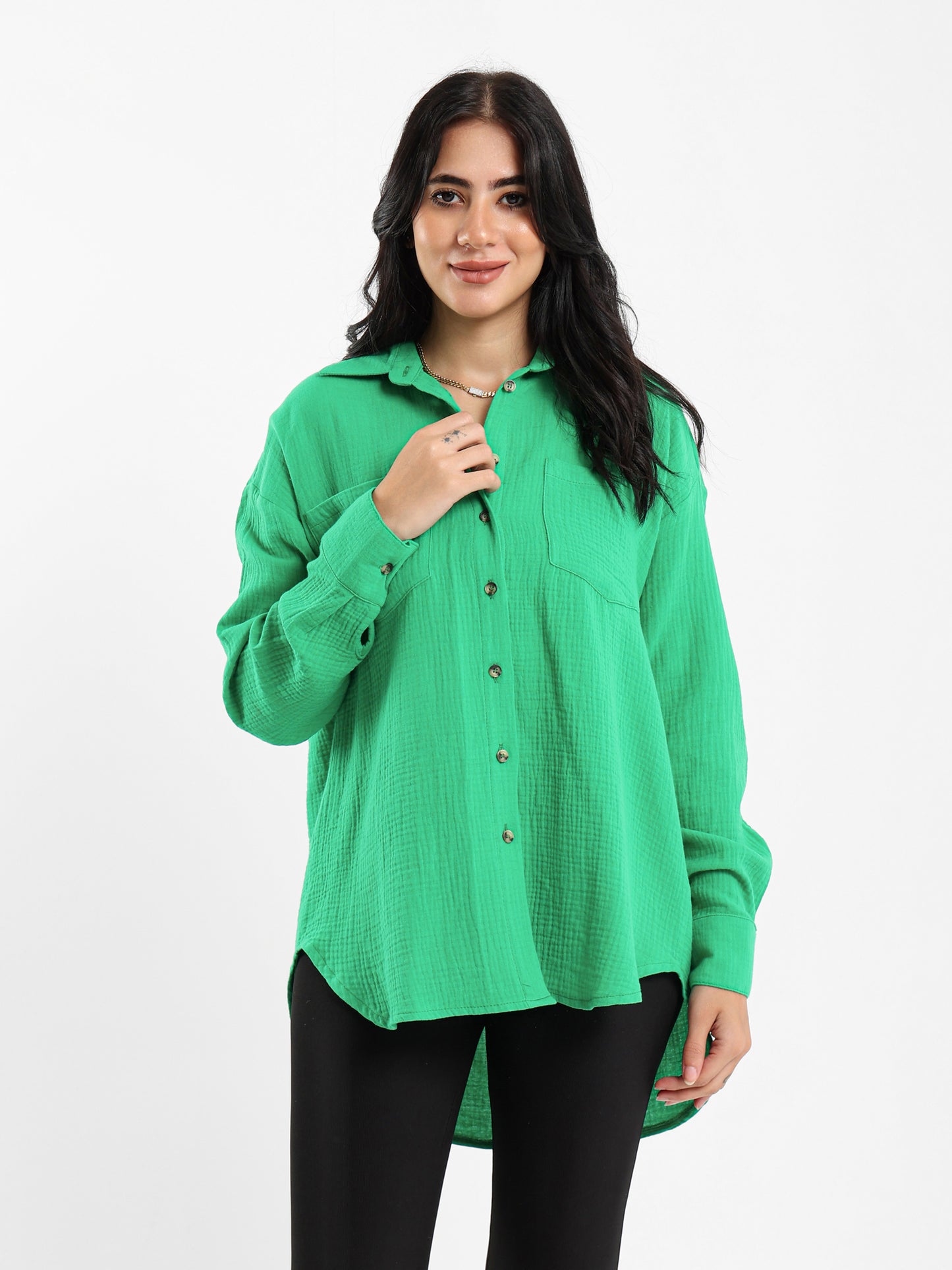Crinkled Long Sleeve Shirt