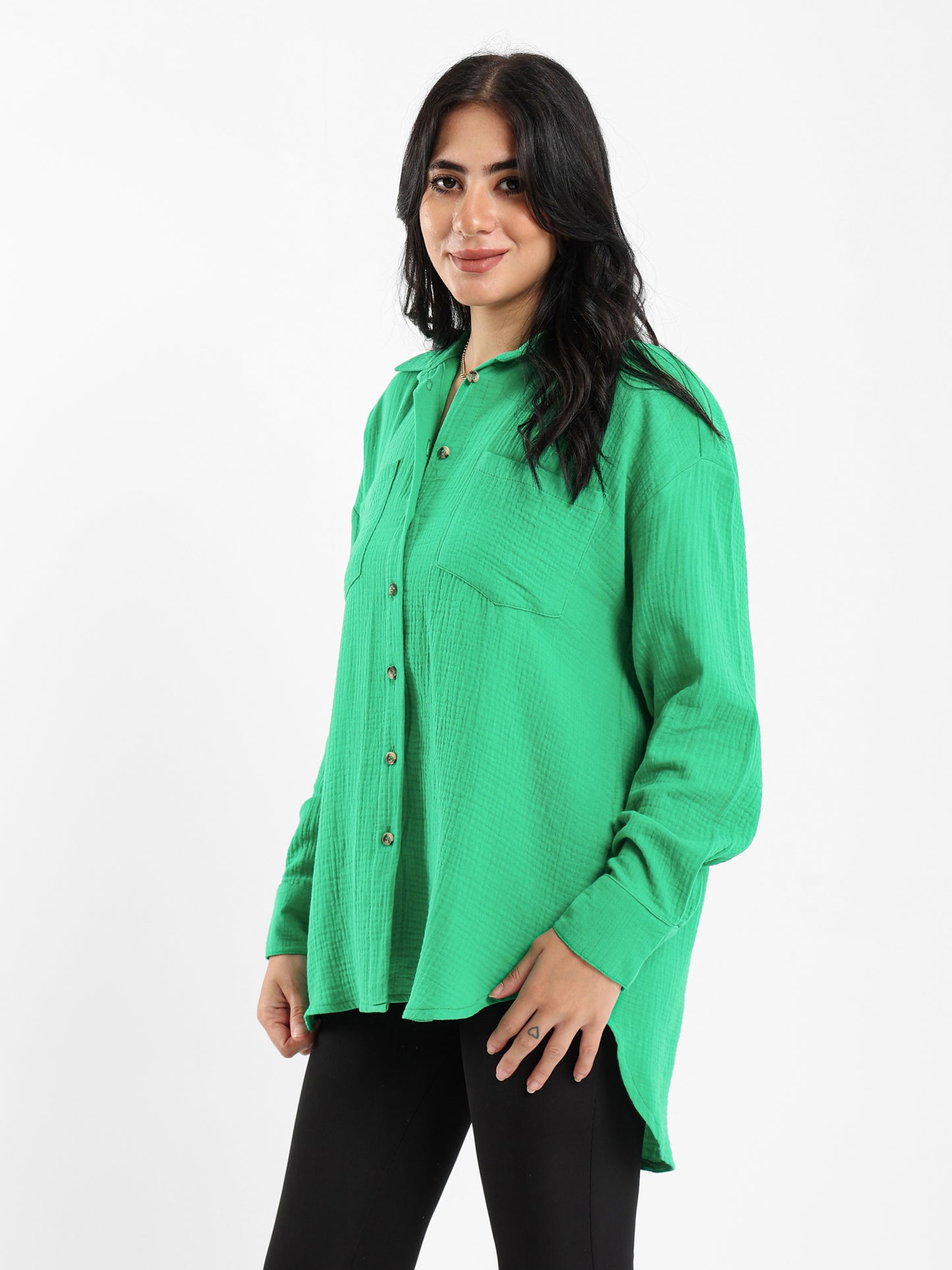 Crinkled Long Sleeve Shirt