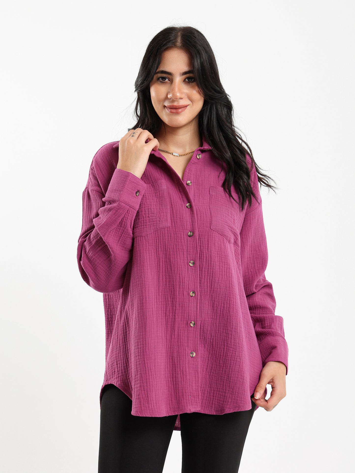 Crinkled Long Sleeve Shirt