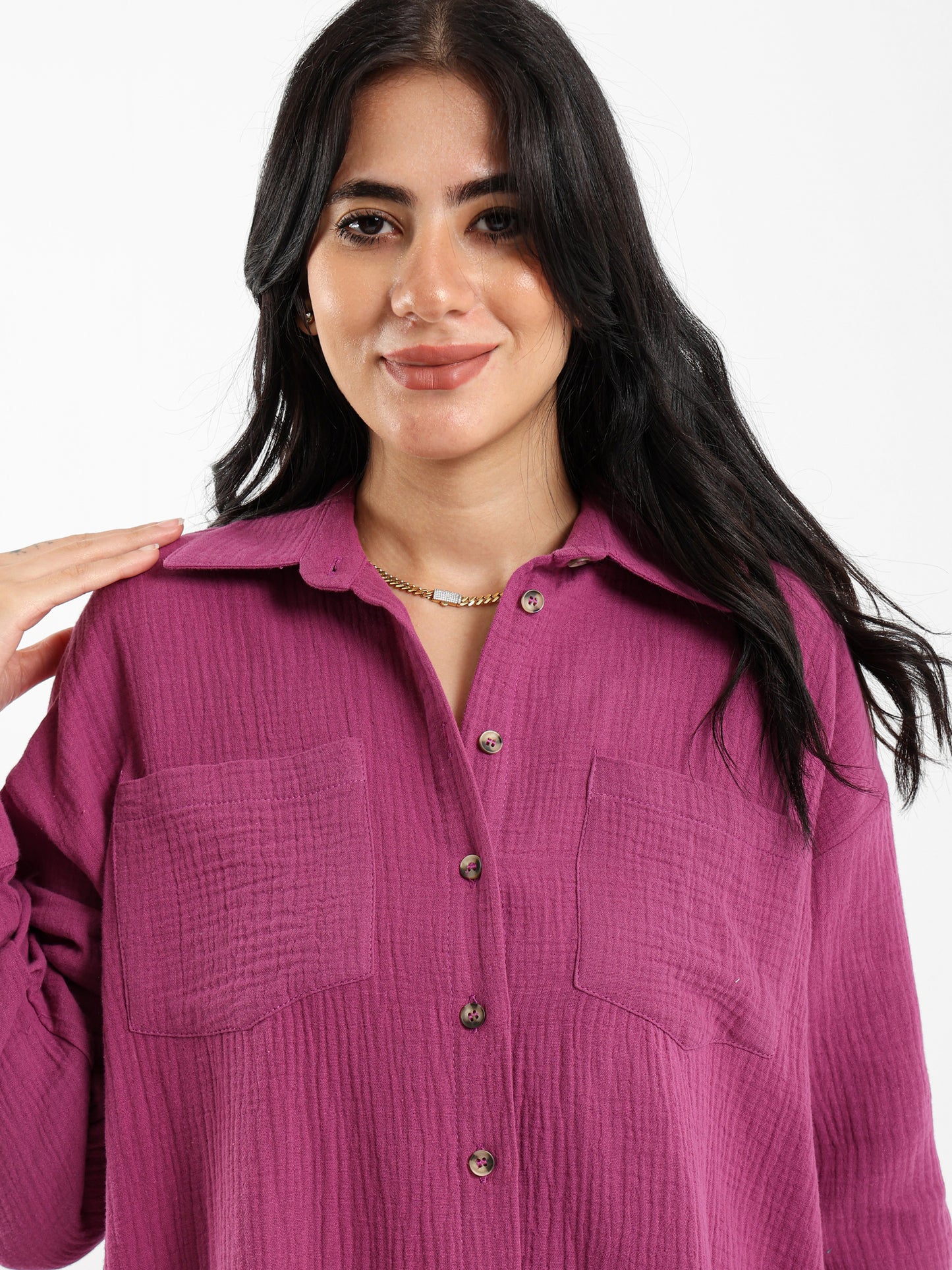 Crinkled Long Sleeve Shirt
