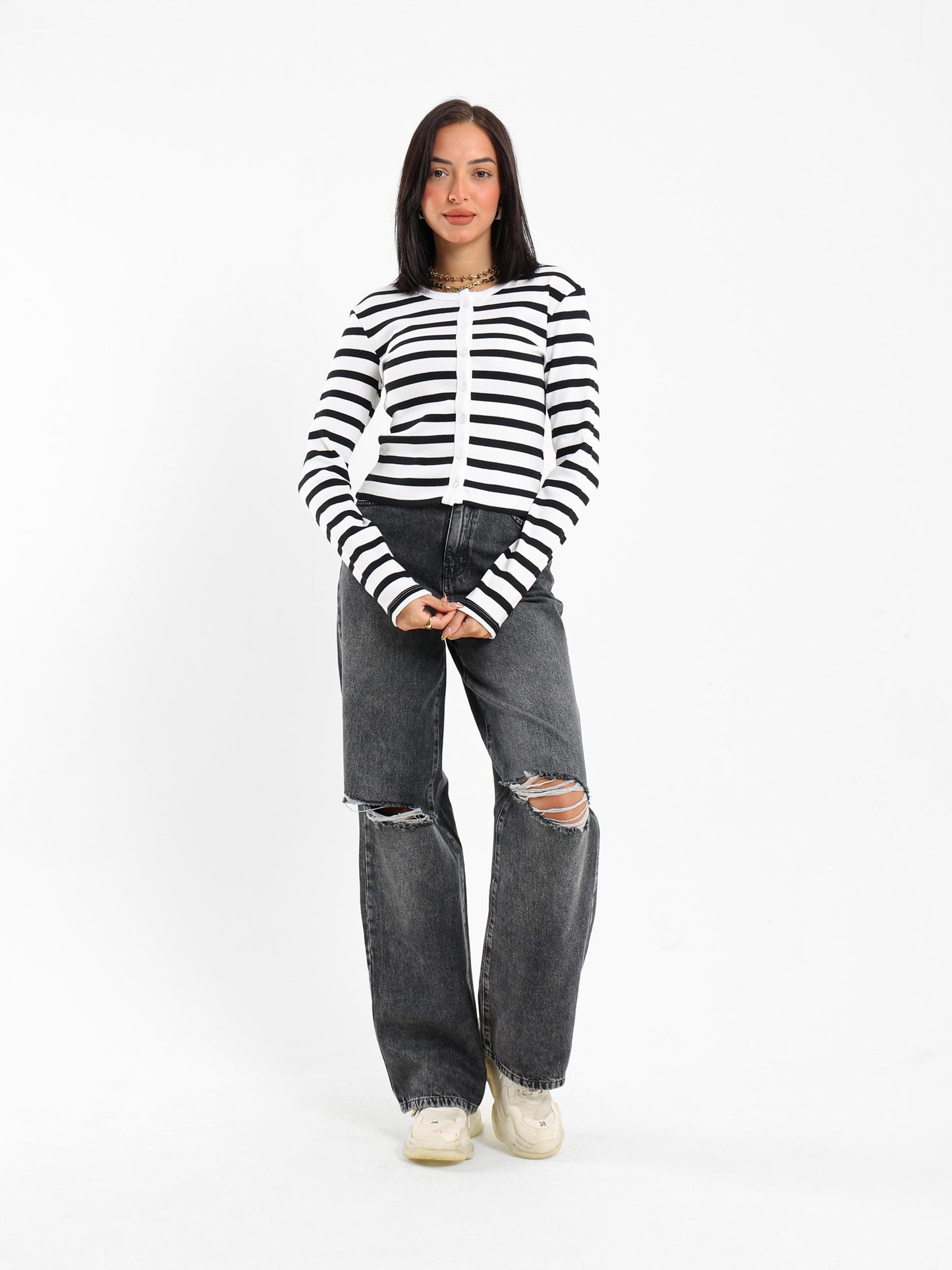 Striped Fitted Cardigan