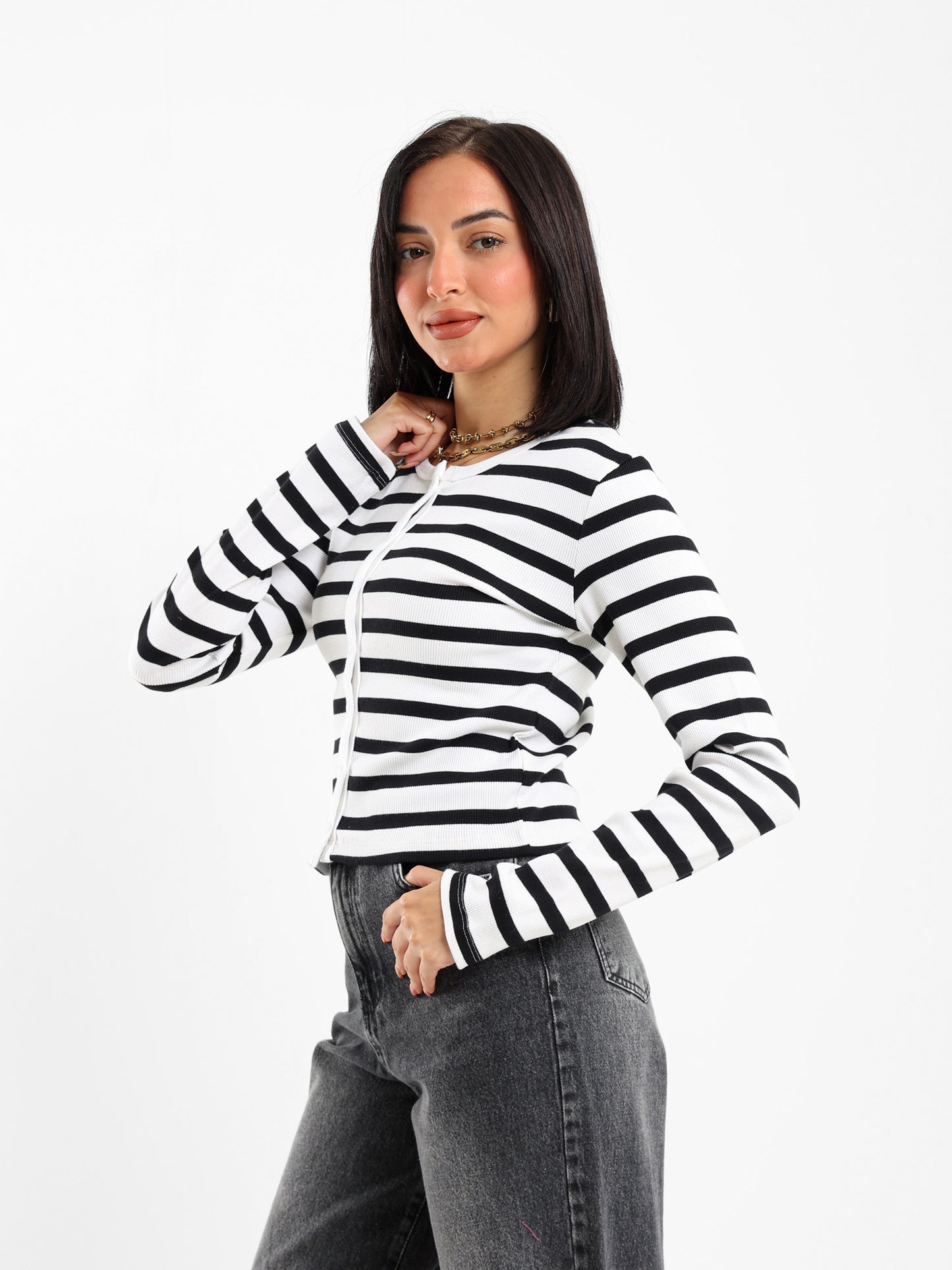 Striped Fitted Cardigan