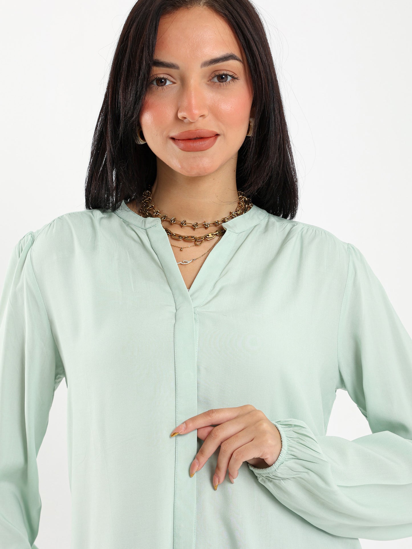 V-Neck Long Sleeve Blouse