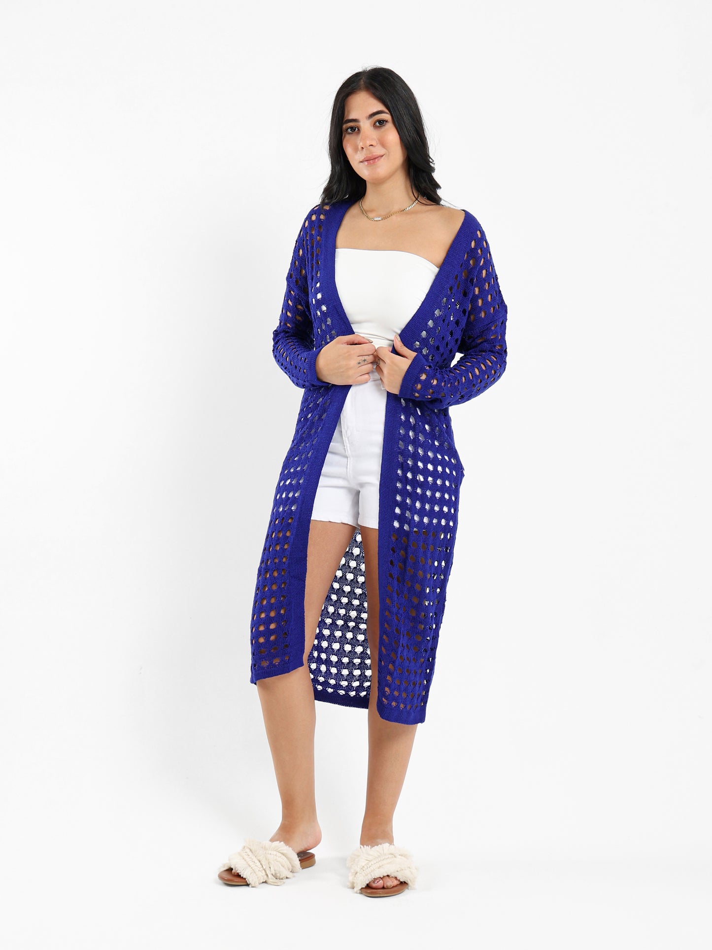 Front Open Perforated Cardigan