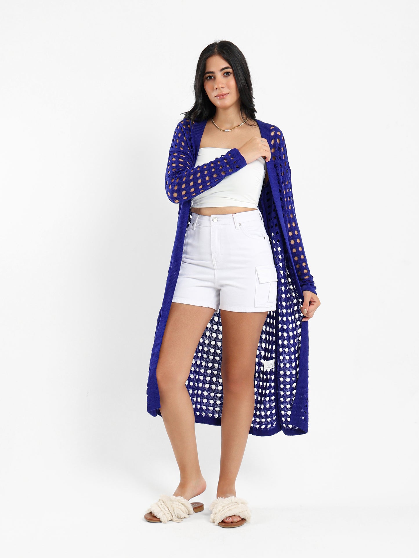Front Open Perforated Cardigan