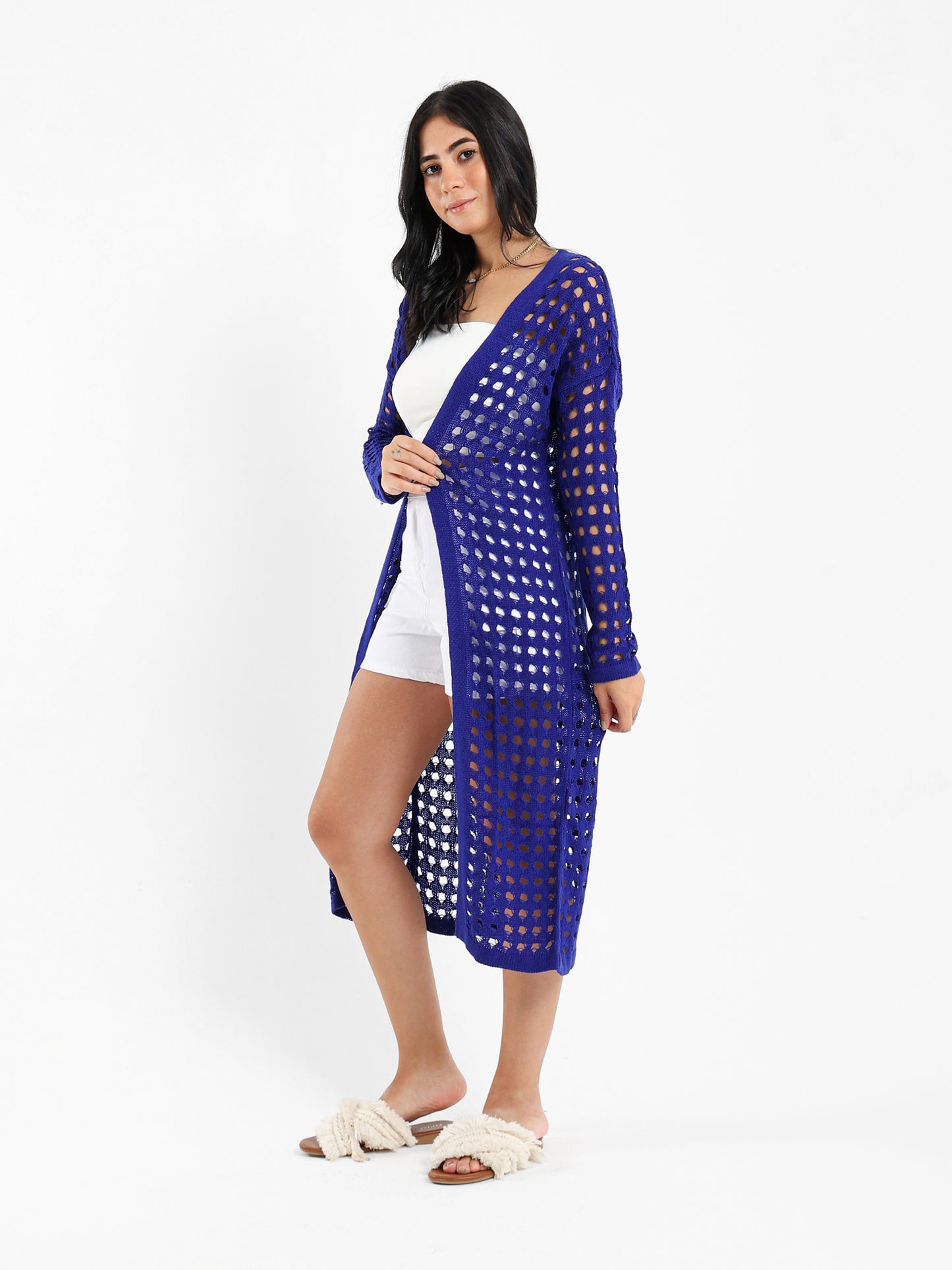 Front Open Perforated Cardigan