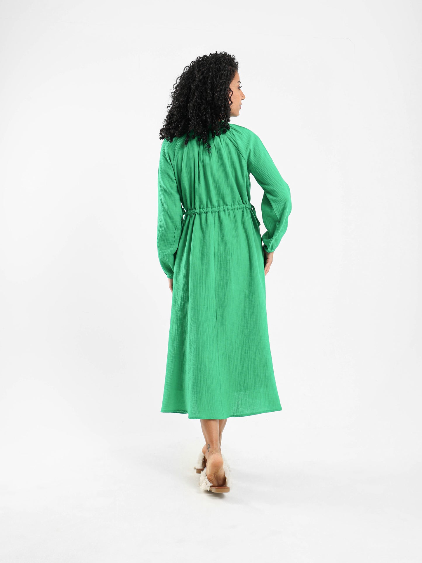 Drawstring Tie Side Midi Dress