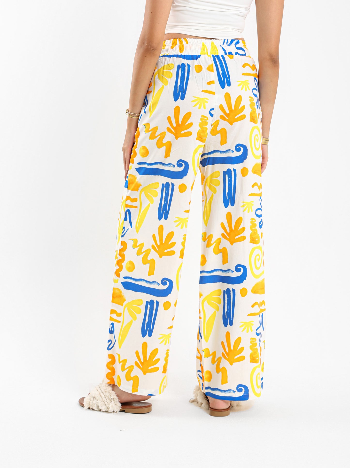 Printed Poplin Wide-Leg Pants