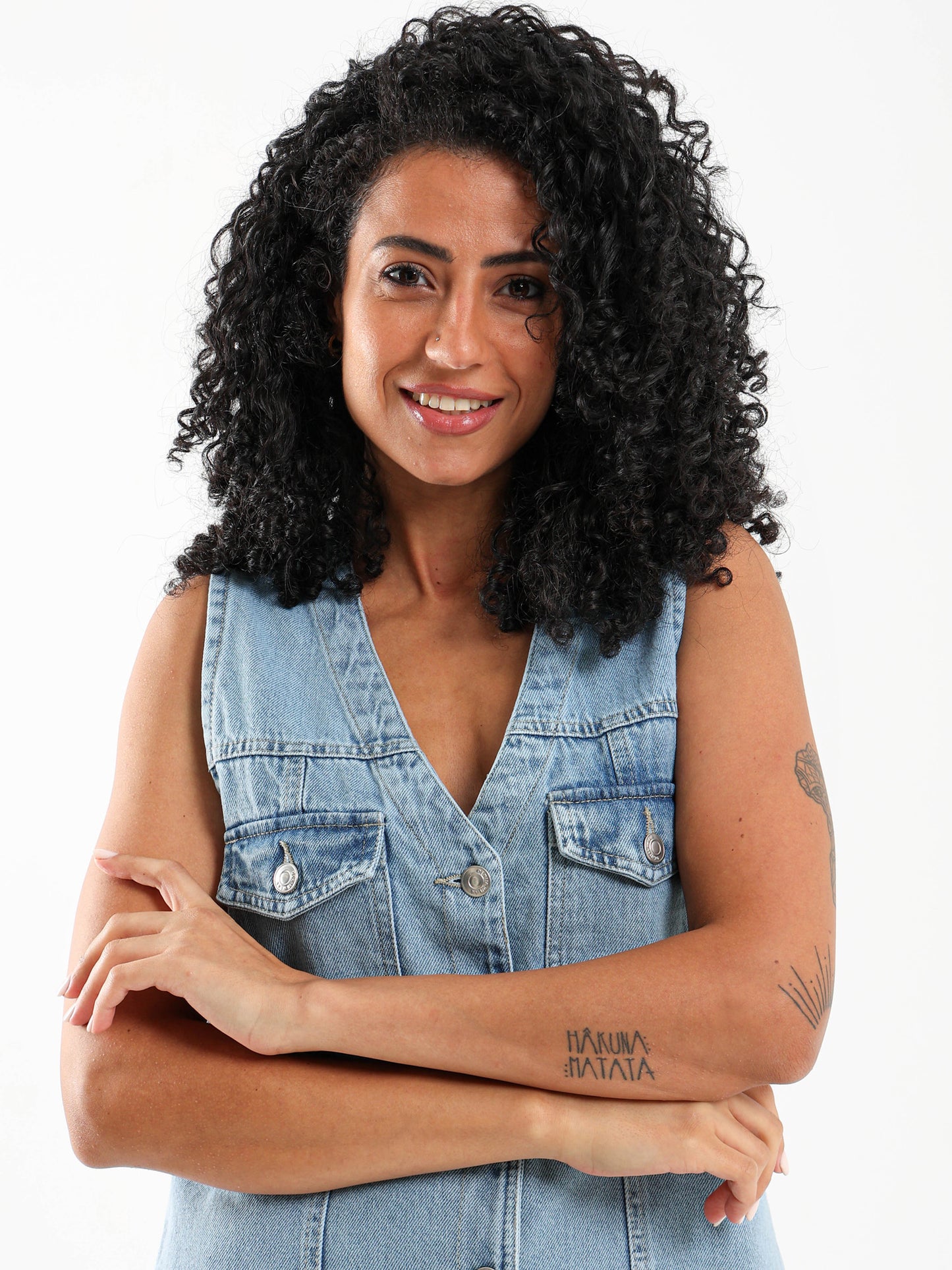 Buttoned Front Short Denim Dress