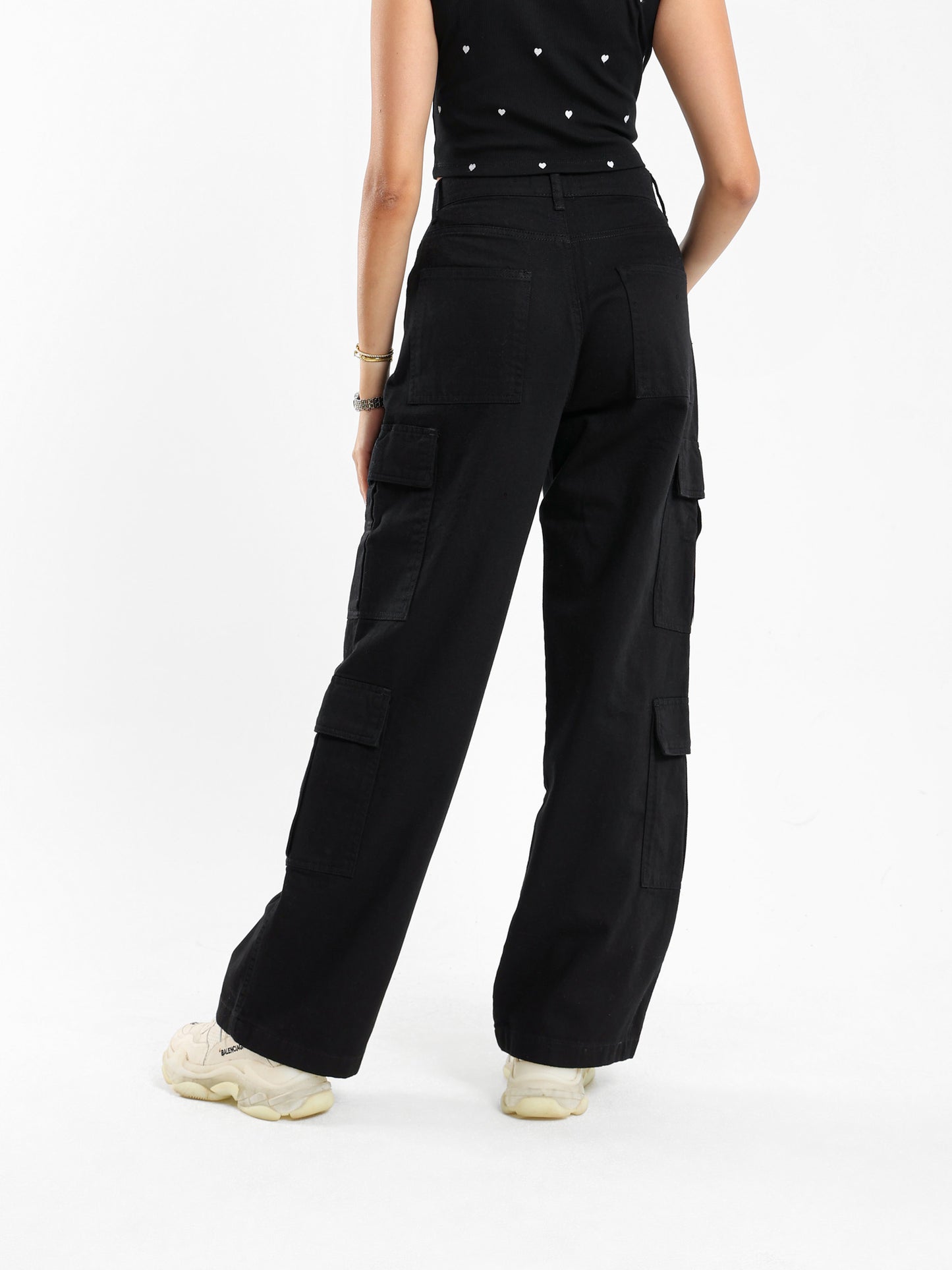 Wide Leg Cargo Gabardine Pants