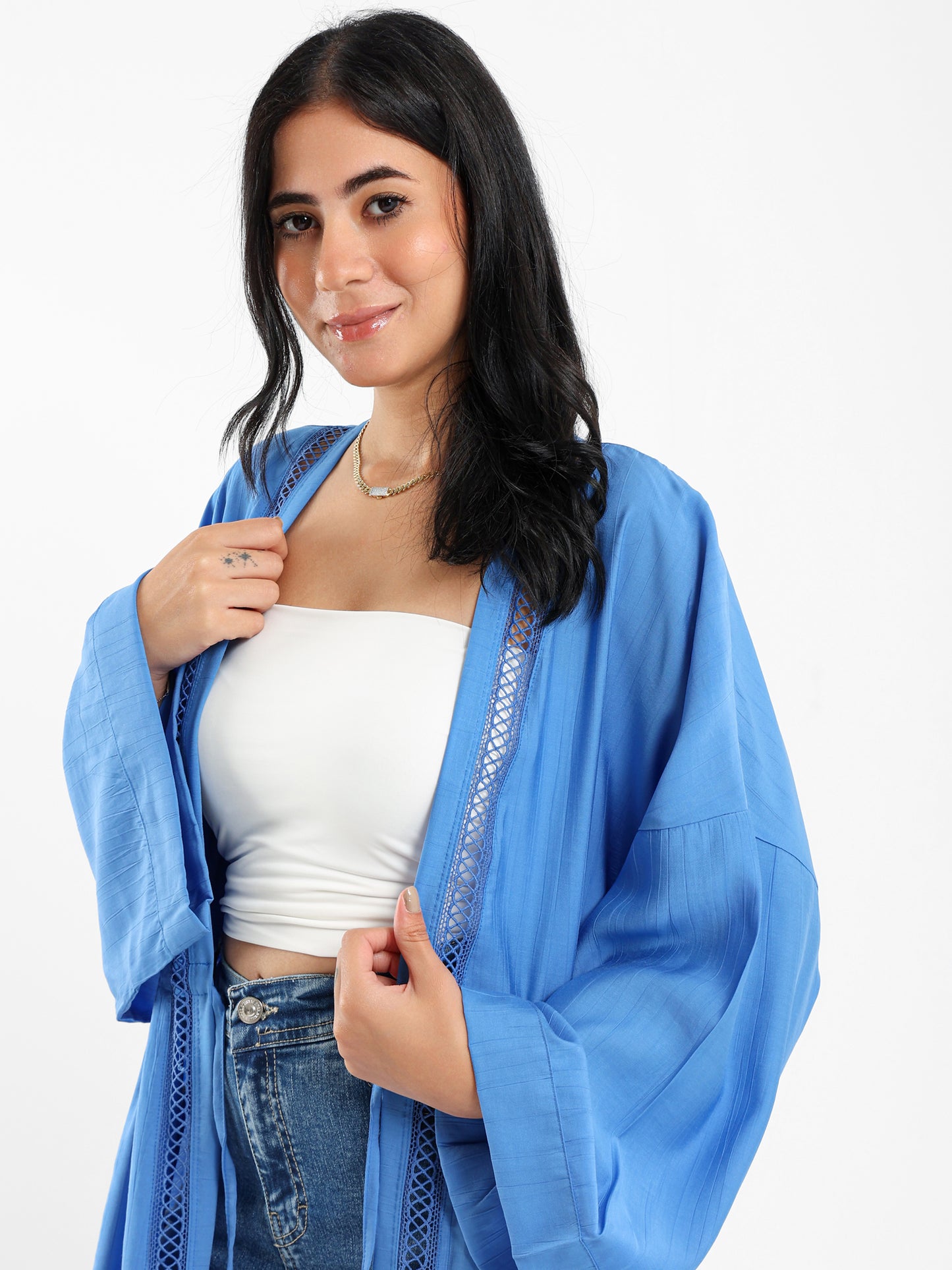 Trimmed Long Kimono