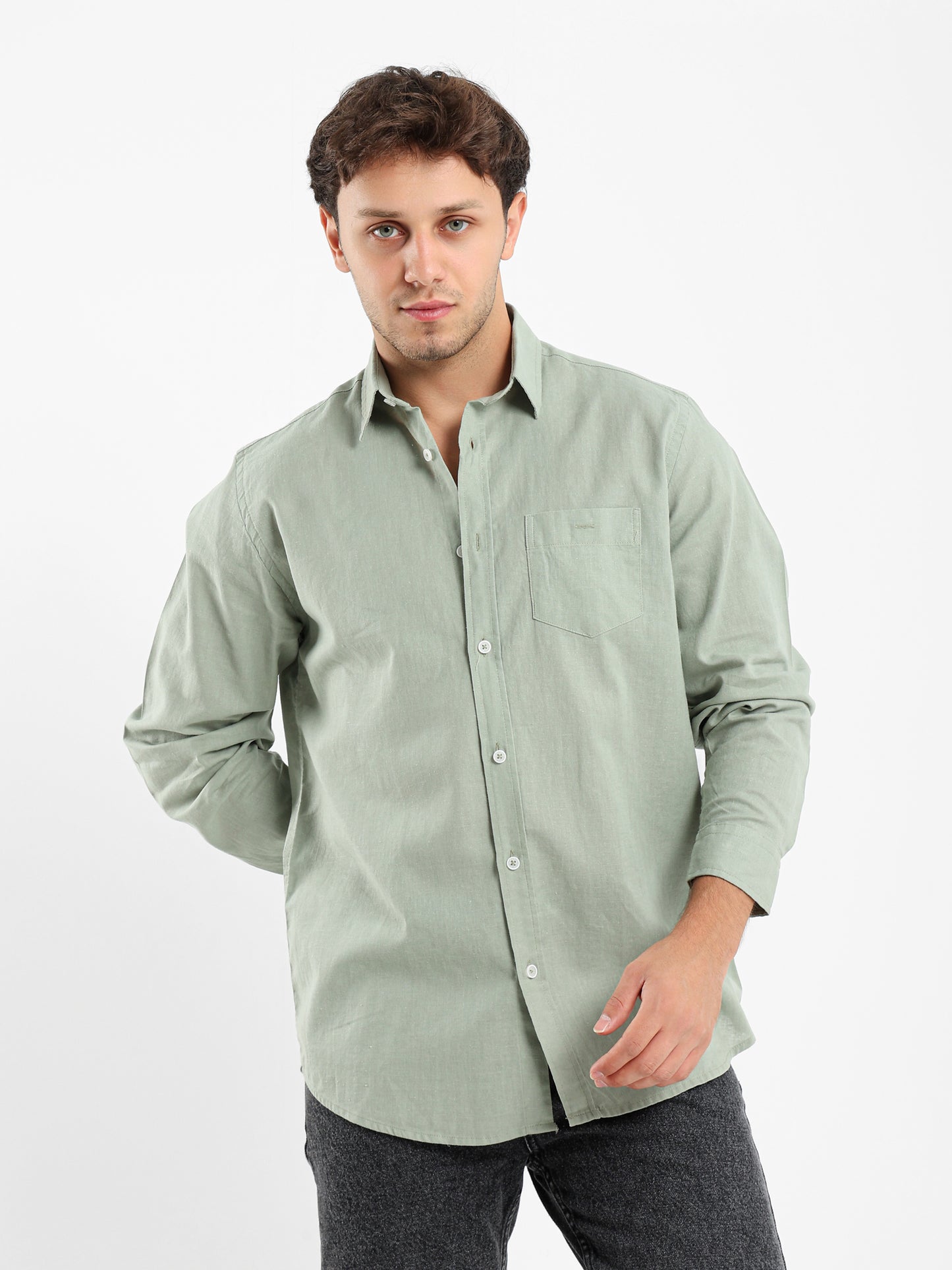 Plain Linen Long Sleeve Shirt