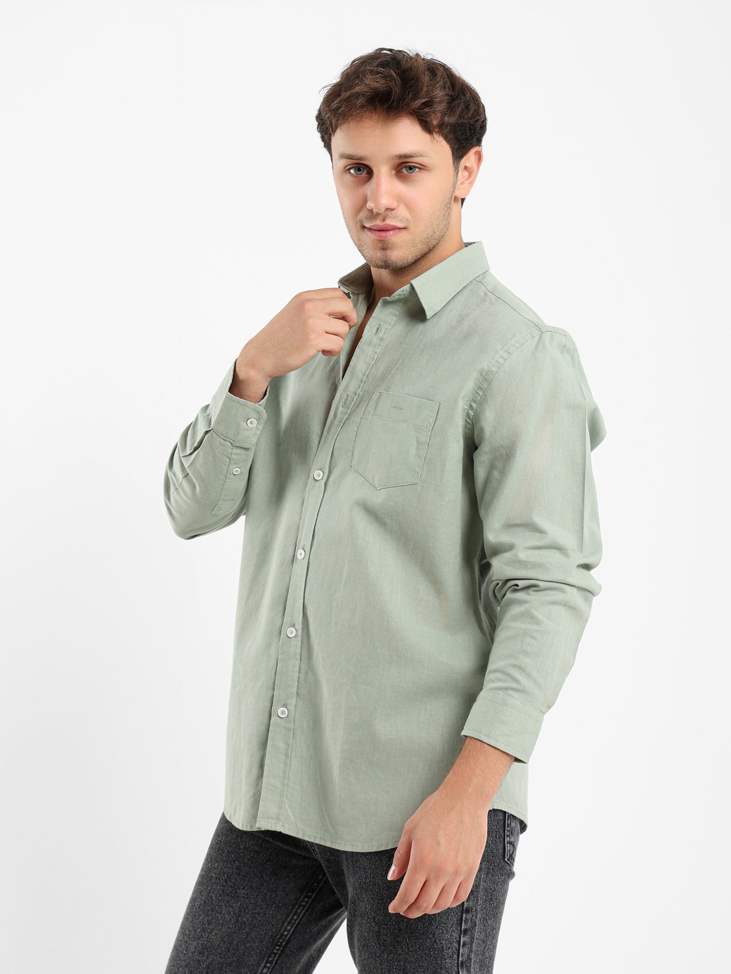 Plain Linen Long Sleeve Shirt