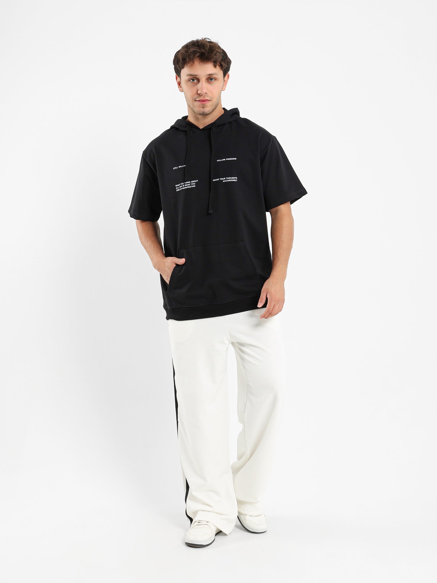 Short Sleeves Printed Hoodie