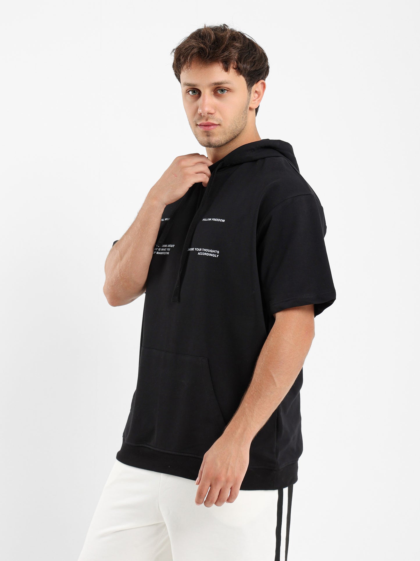 Short Sleeves Printed Hoodie