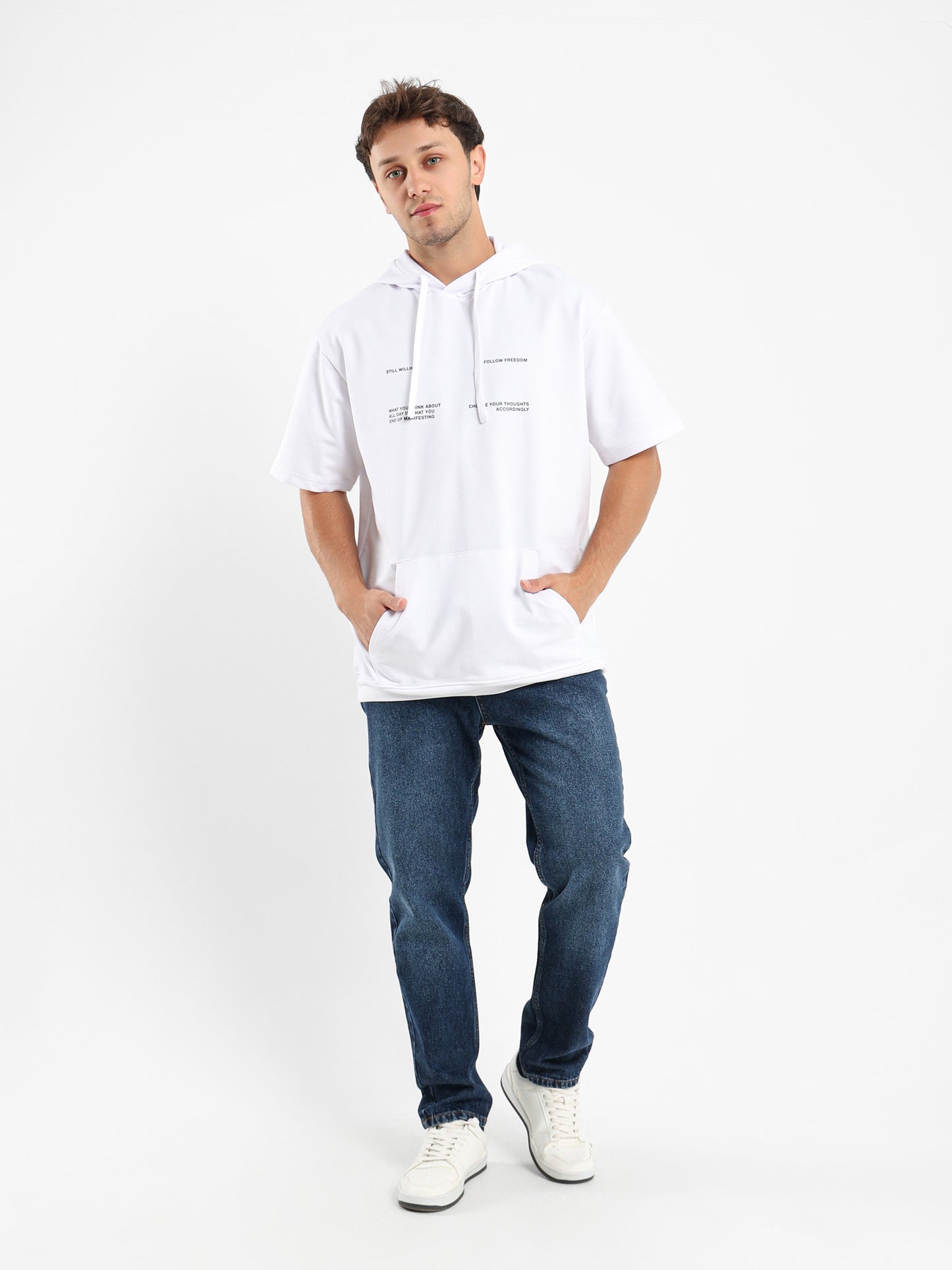 Short Sleeves Printed Hoodie