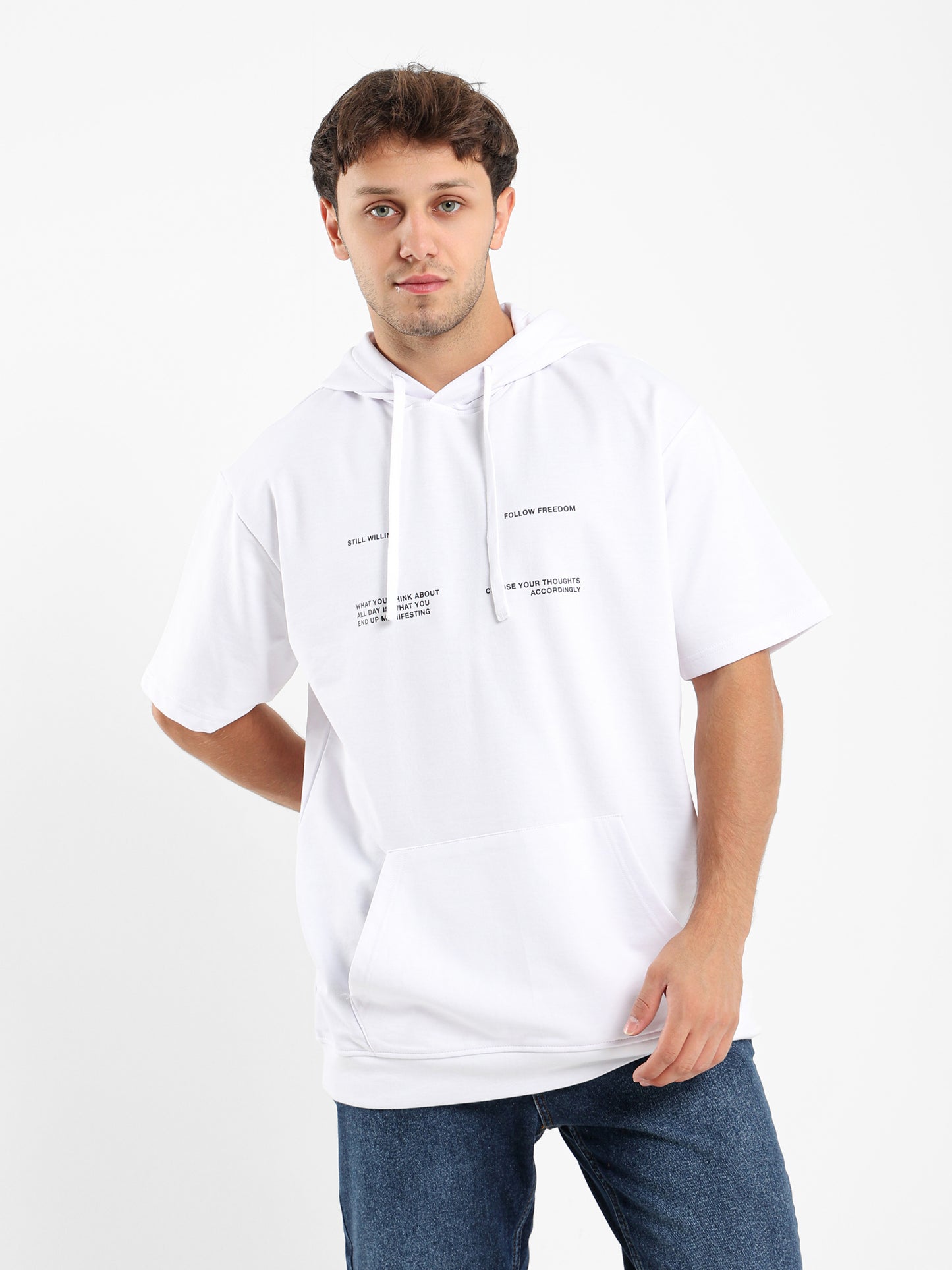 Short Sleeves Printed Hoodie