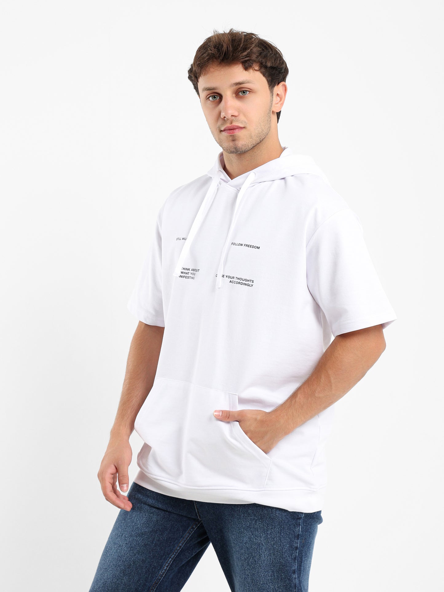 Short Sleeves Printed Hoodie