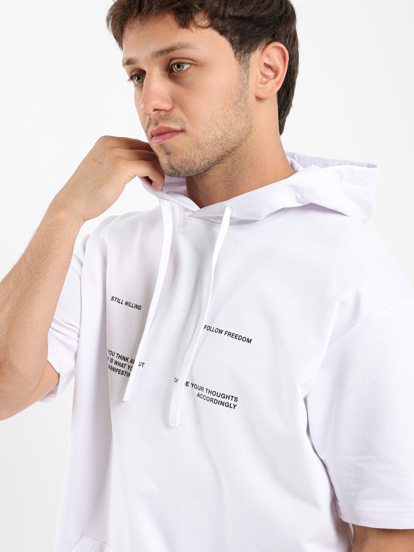 Short Sleeves Printed Hoodie