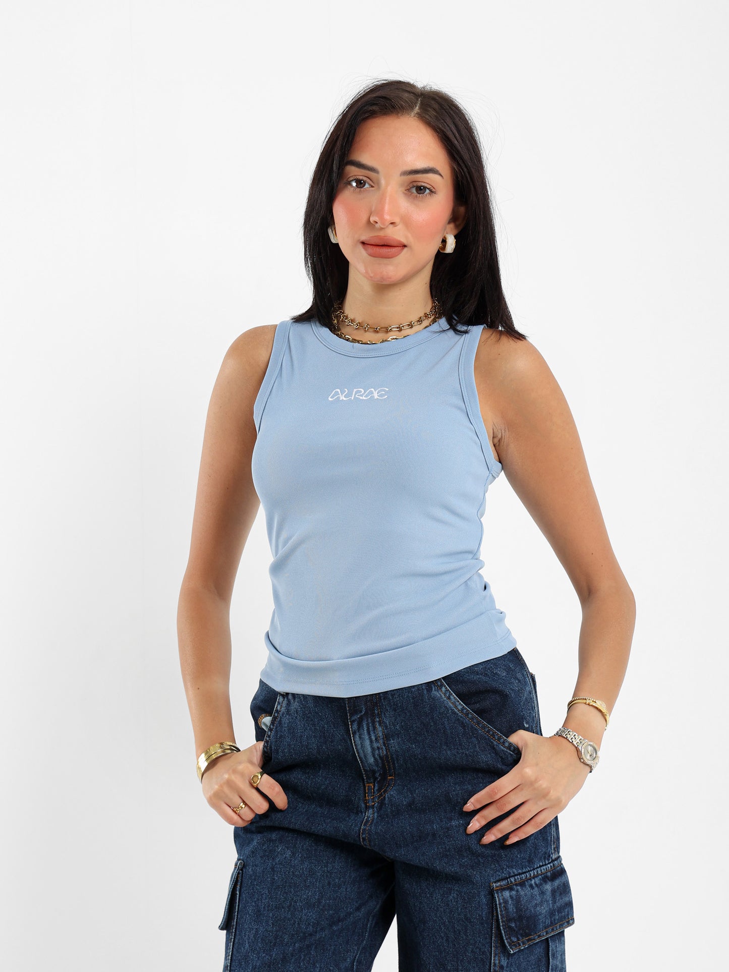 Embroidered Cropped Halter neck Tee