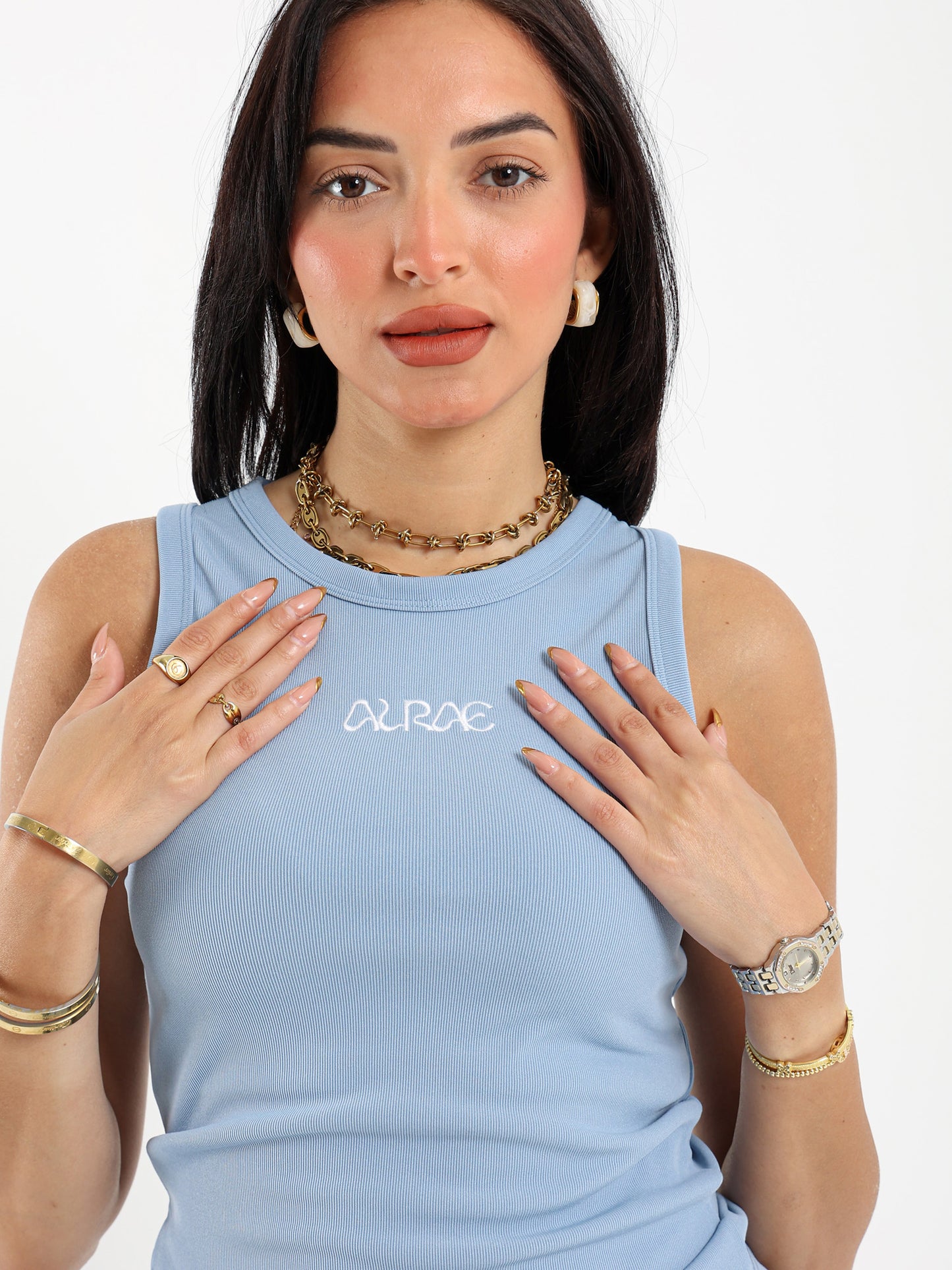 Embroidered Cropped Halter neck Tee