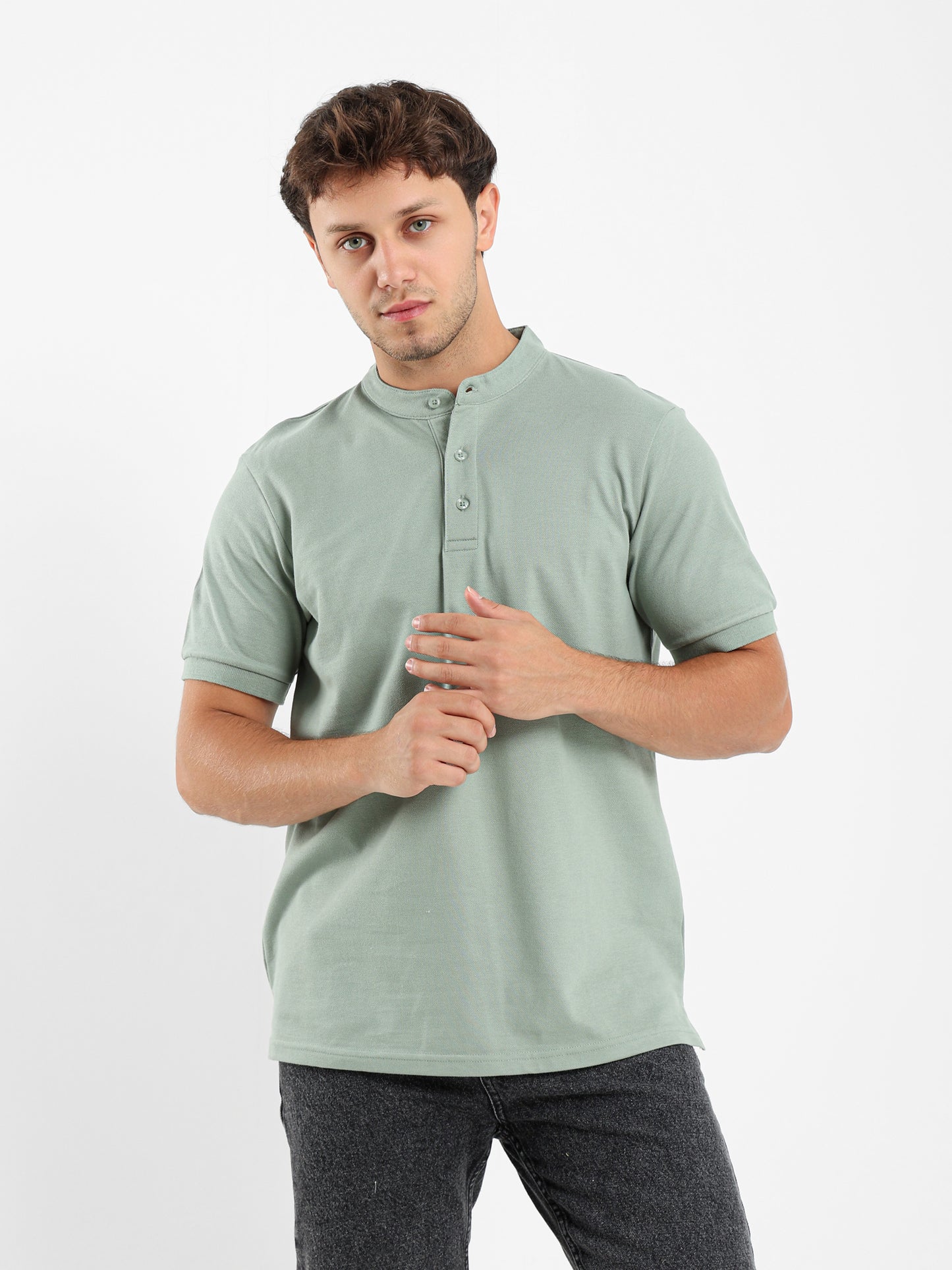 Grandad Collar Polo Shirt
