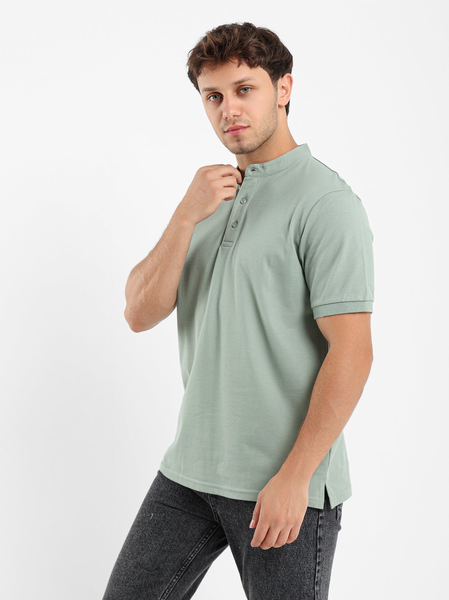 Grandad Collar Polo Shirt
