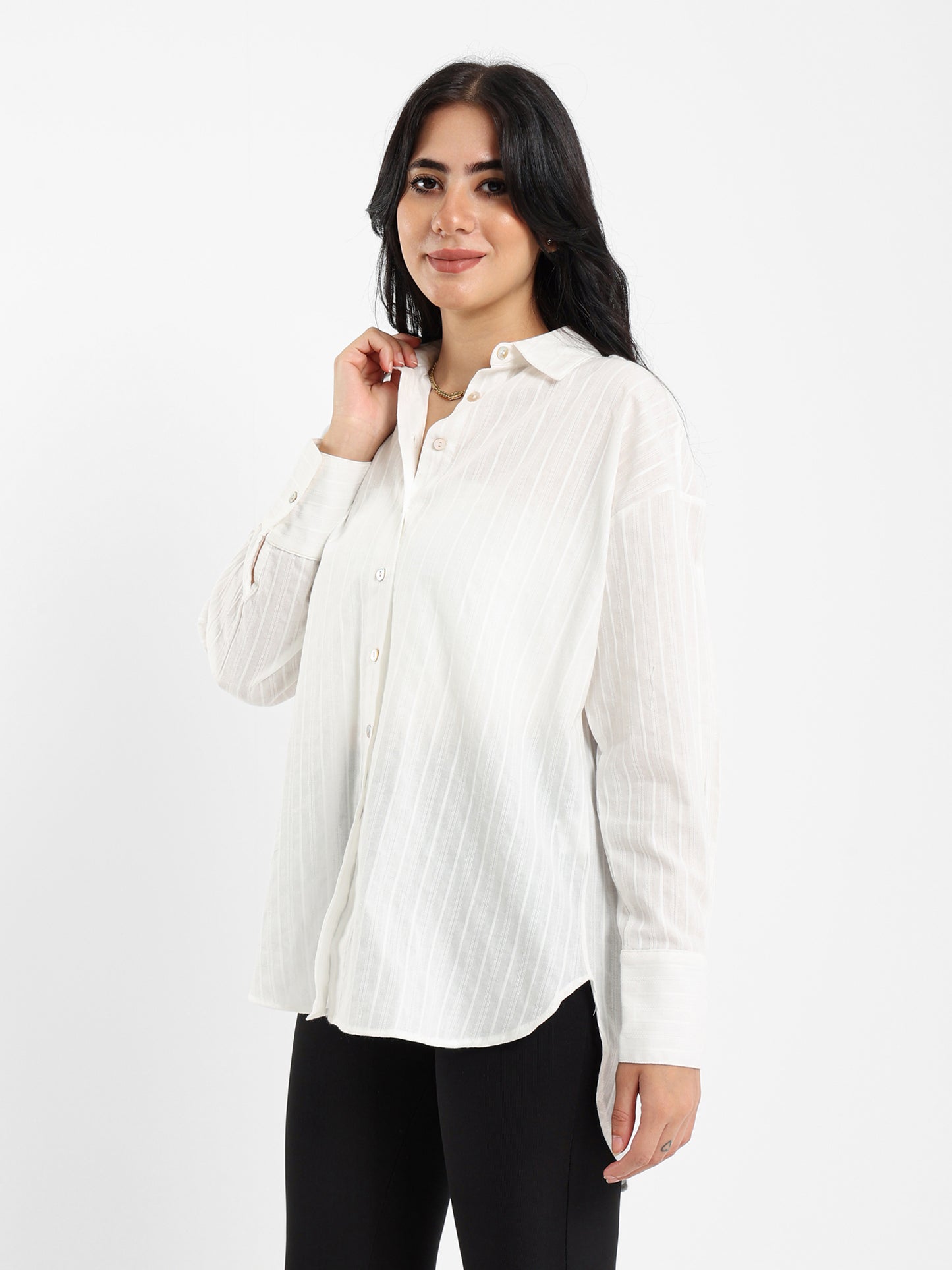 Embroidered Lines Loose Shirt