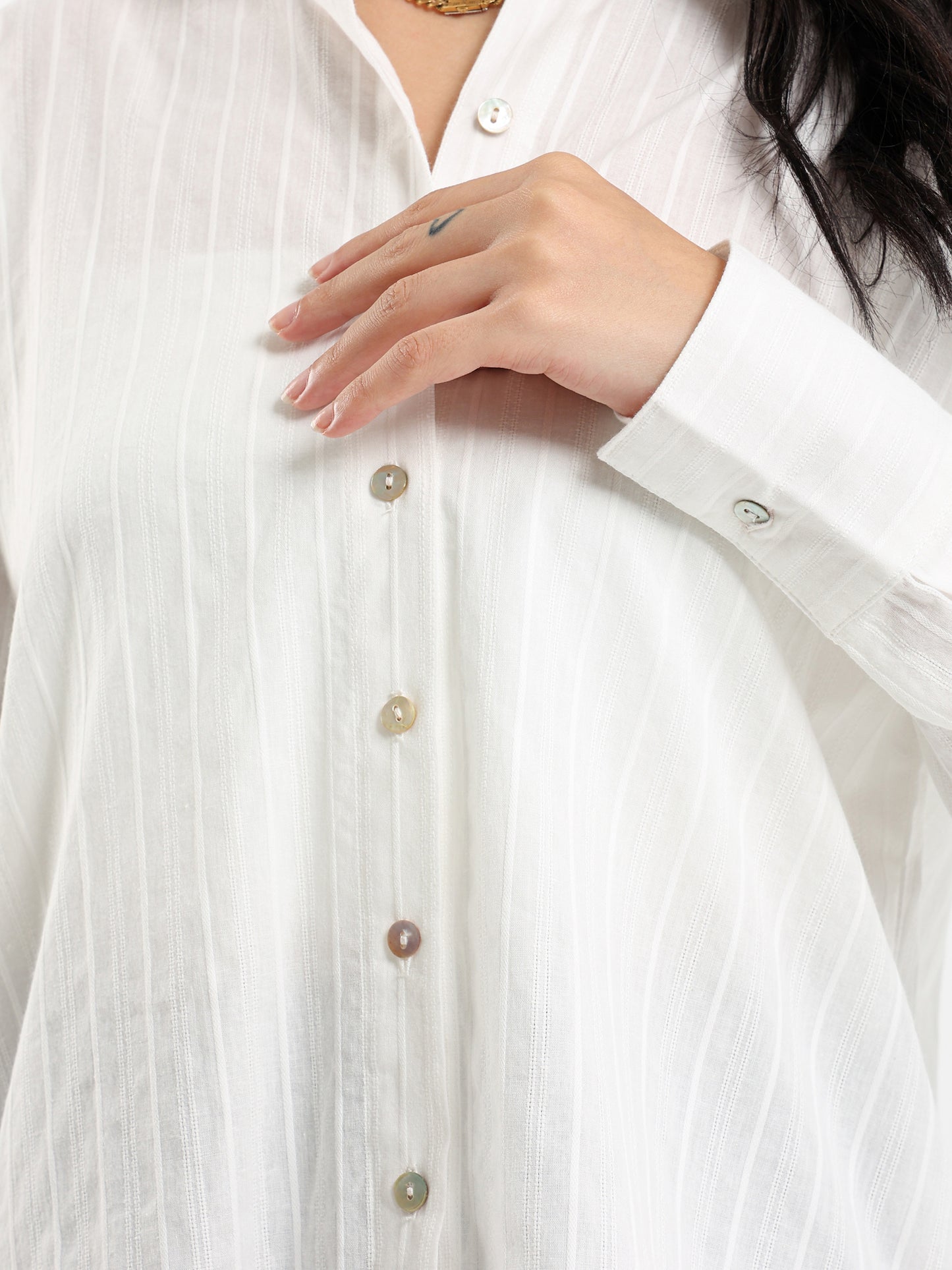 Embroidered Lines Loose Shirt