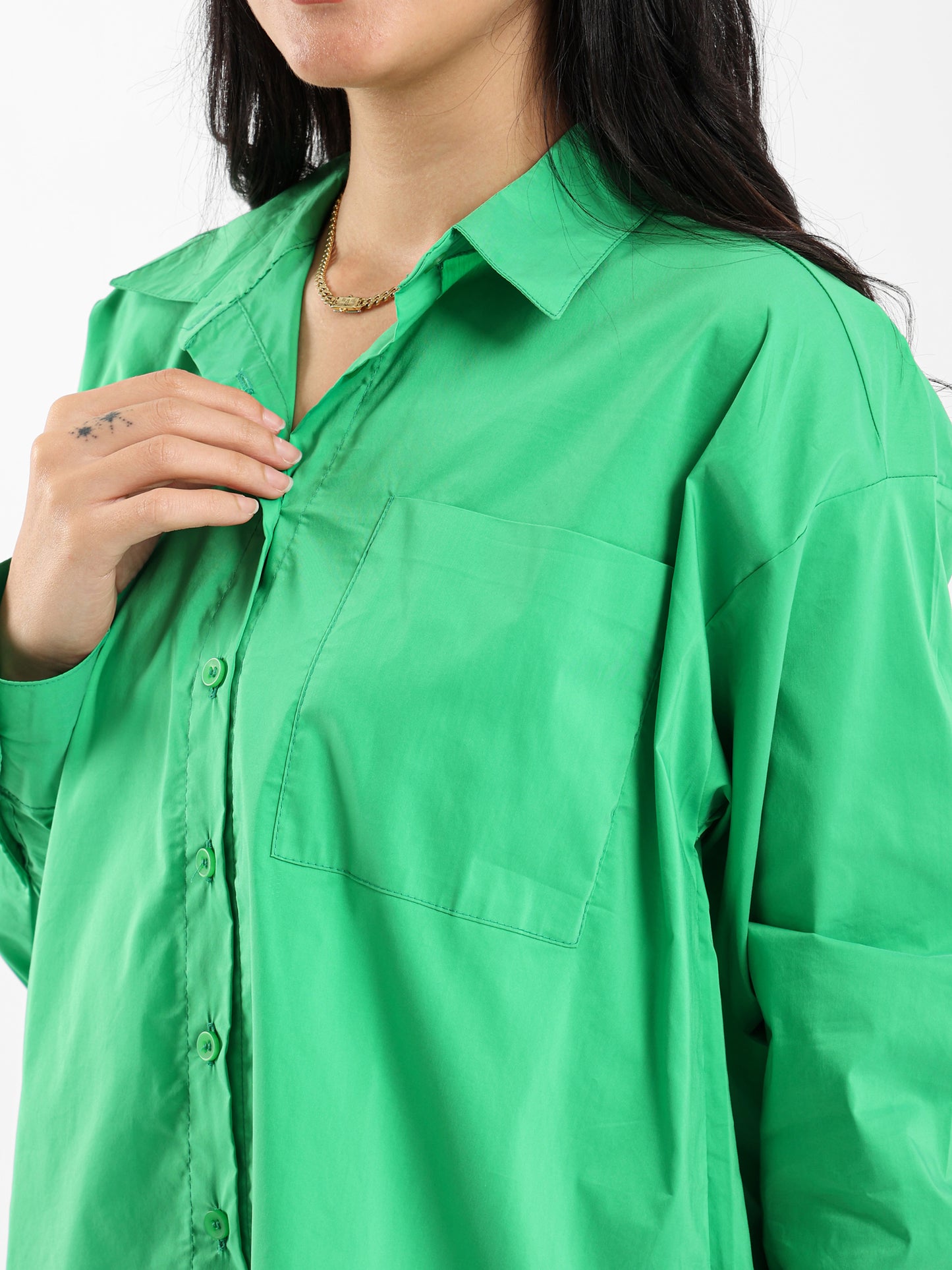Oversized Plain Poplin Shirt