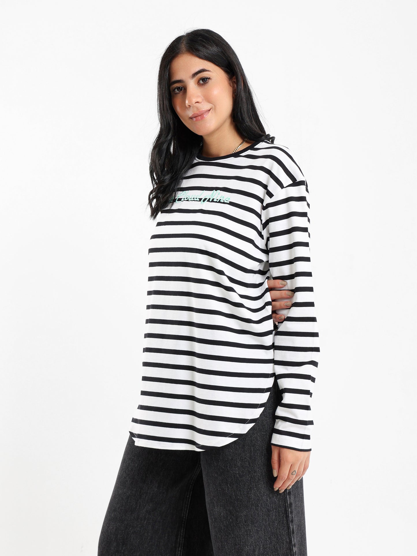 Striped T-shirt with Embroidery