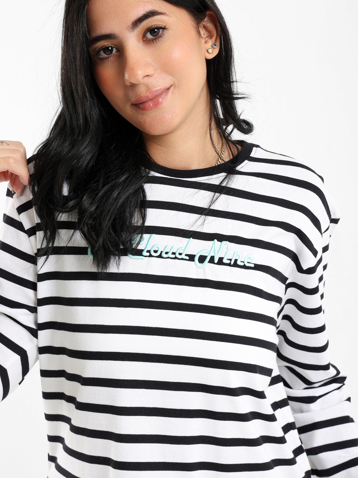 Striped T-shirt with Embroidery
