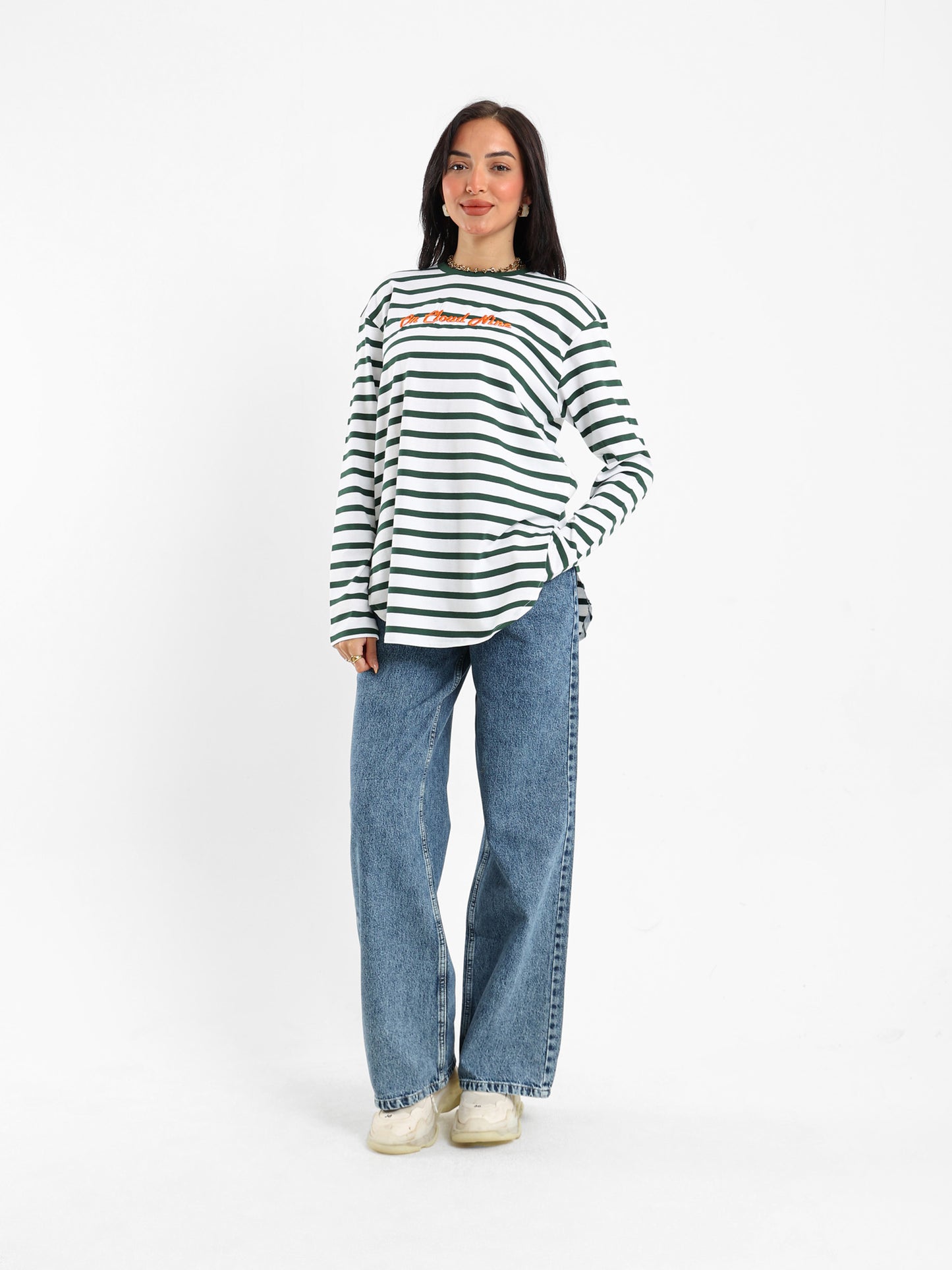 Striped T-shirt with Embroidery