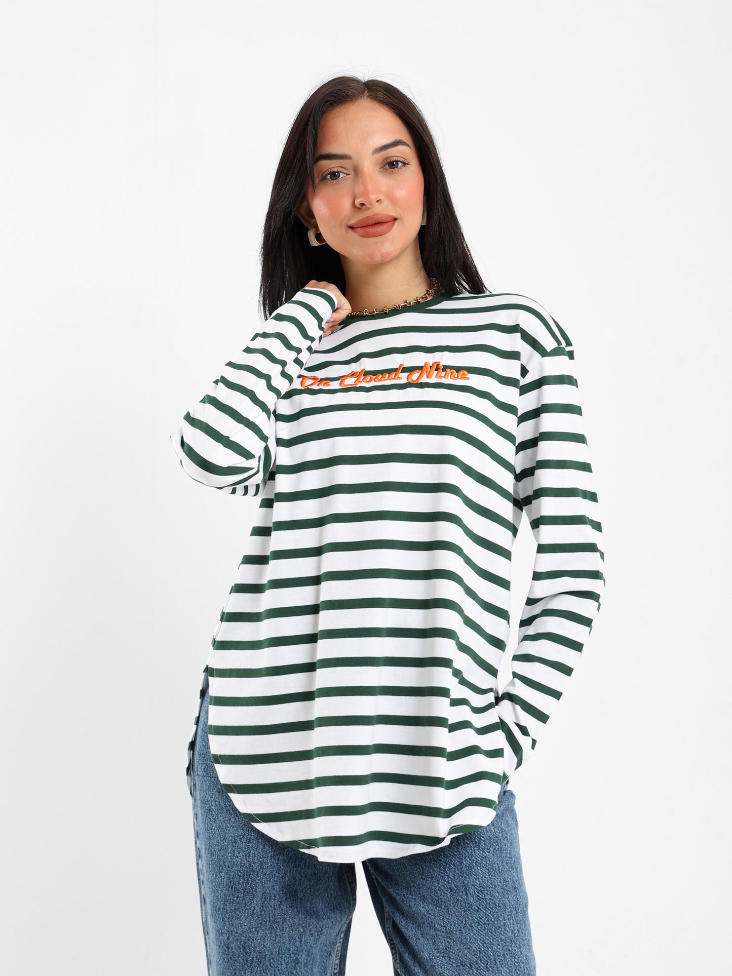 Striped T-shirt with Embroidery