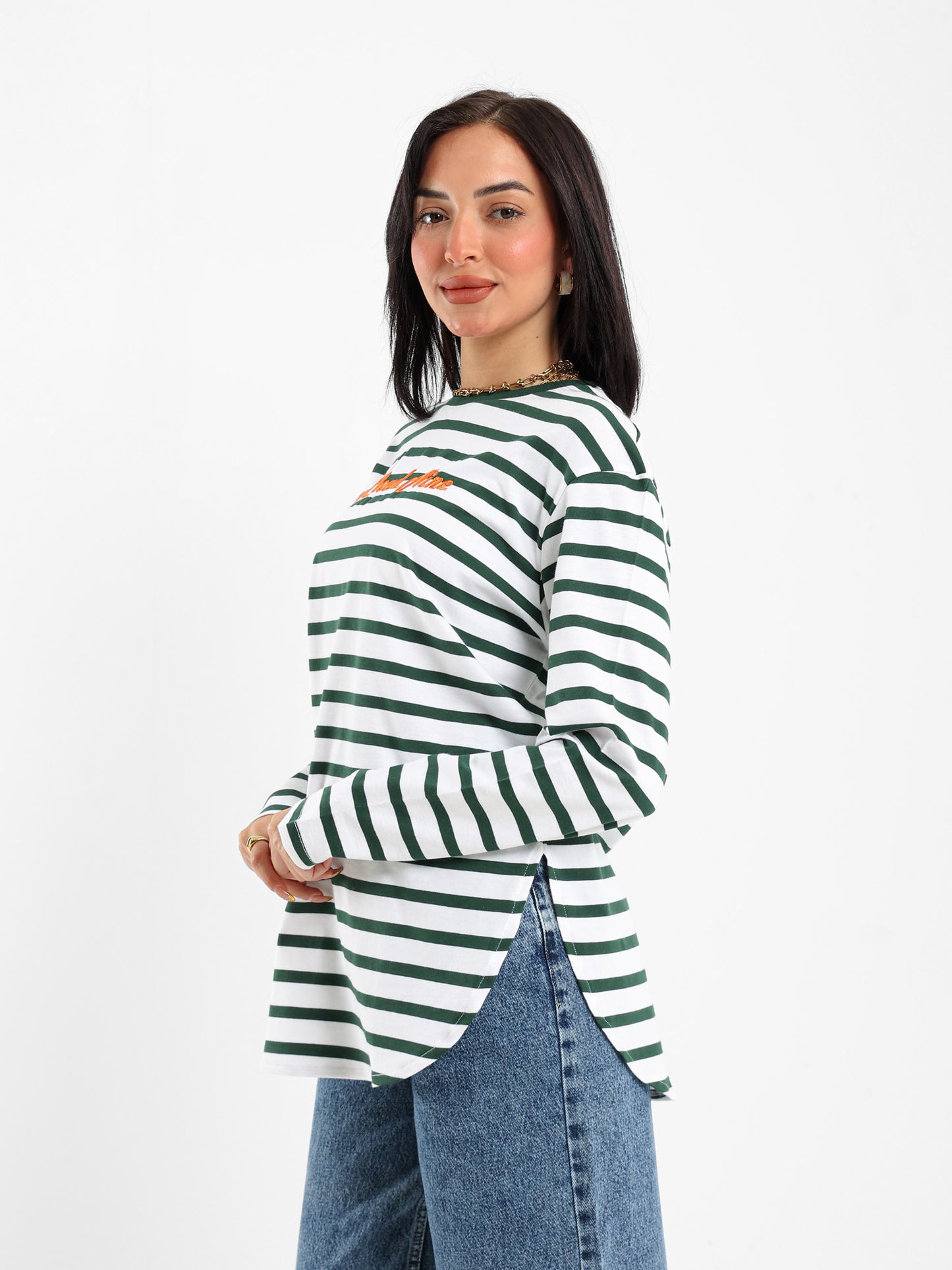 Striped T-shirt with Embroidery