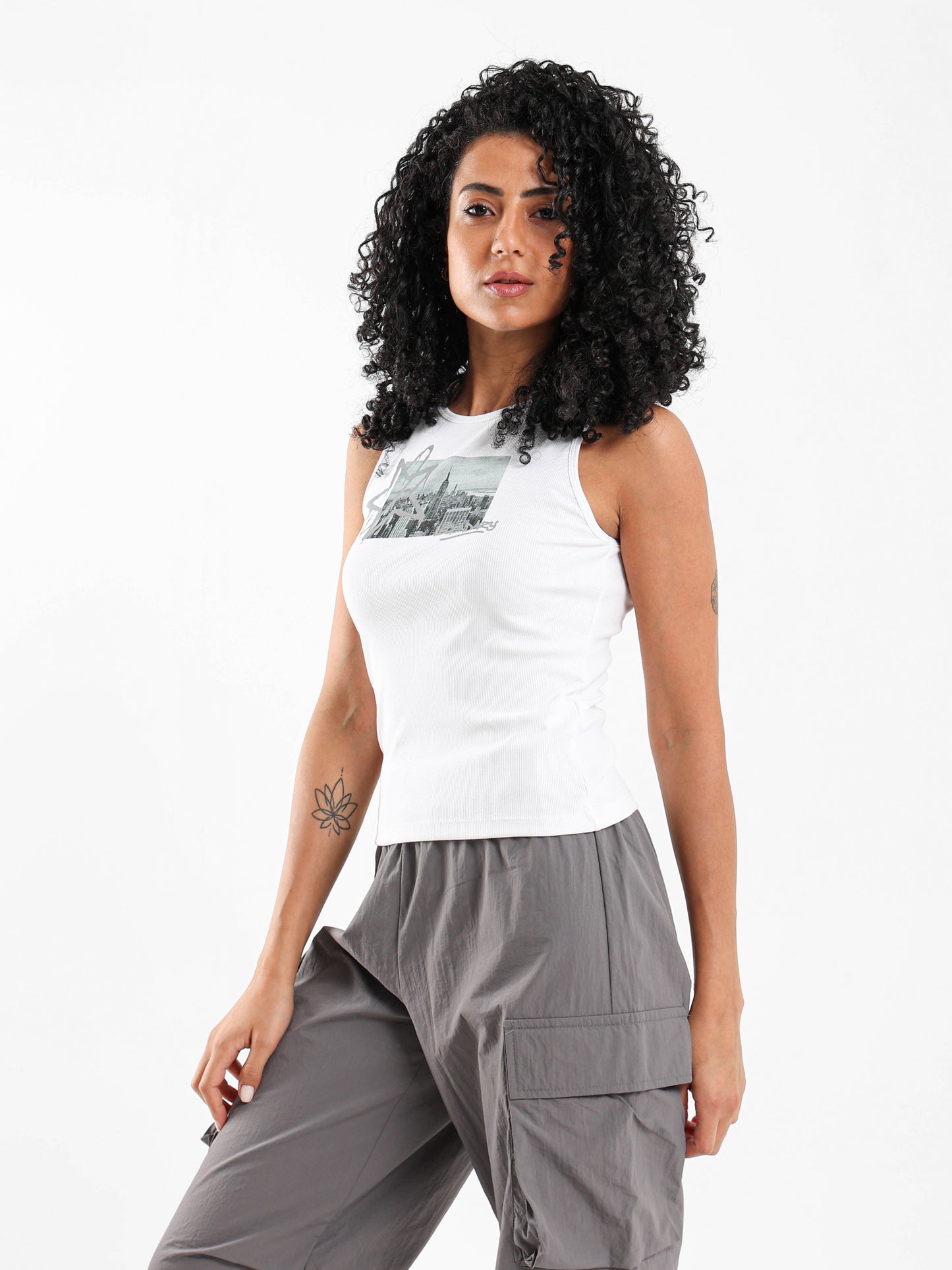 Sleeveless Front Printed Top