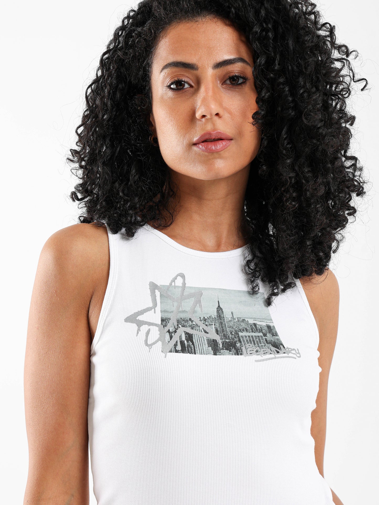 Sleeveless Front Printed Top