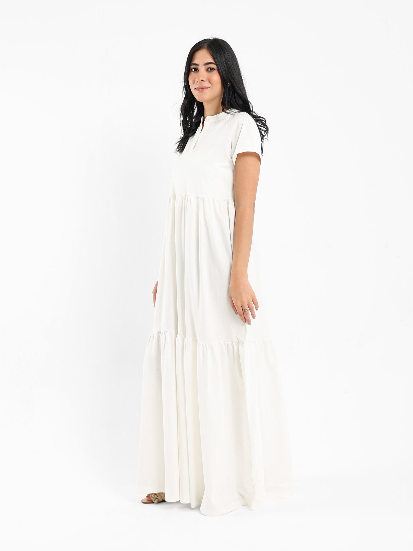 Tiered V-Neck Long Dress