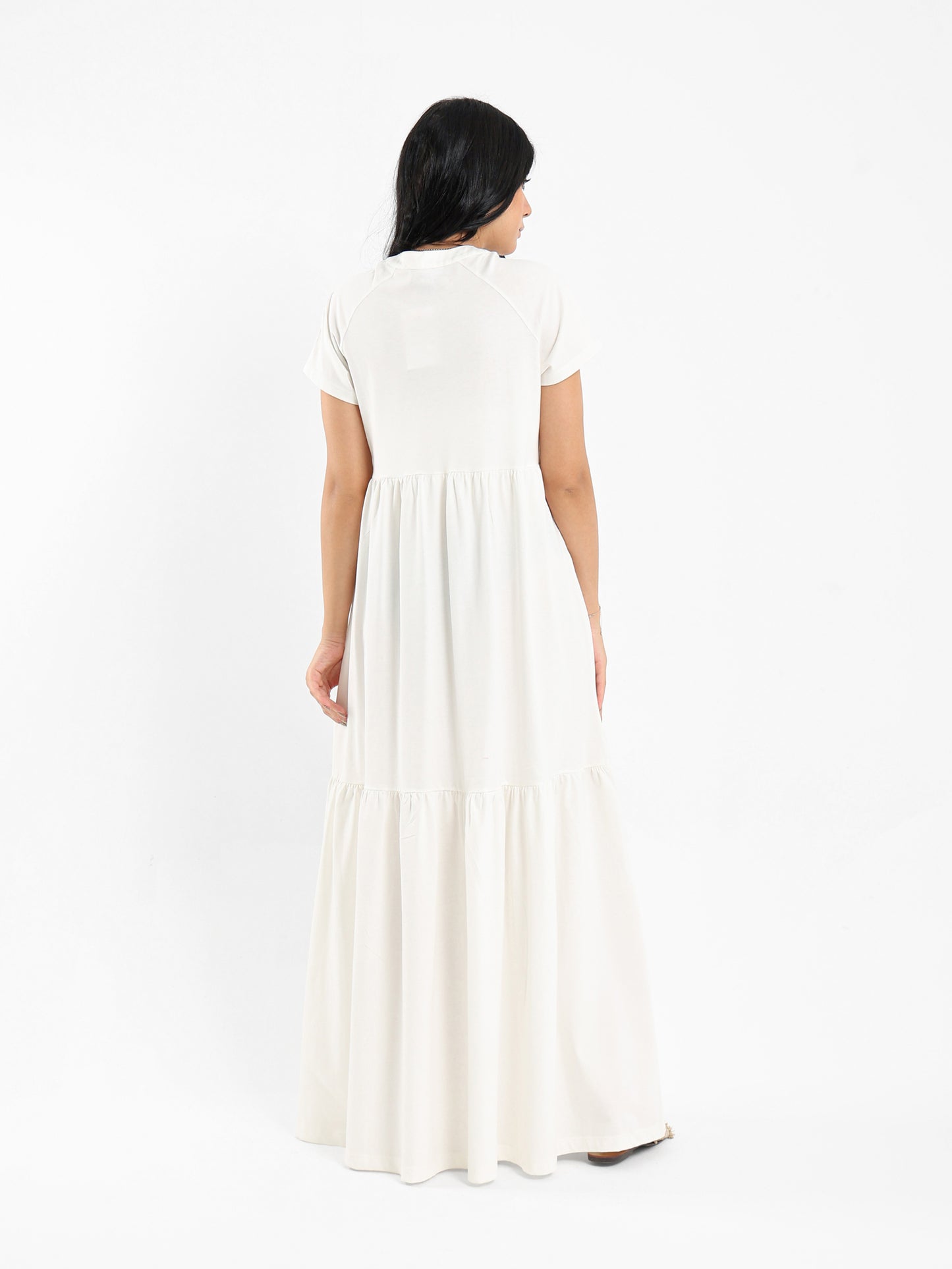 Tiered V-Neck Long Dress